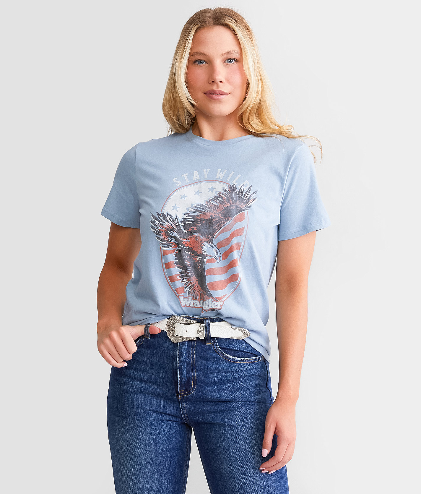 Wrangler® Stay Wild T-Shirt - Women's T-Shirts in Ashley Blue