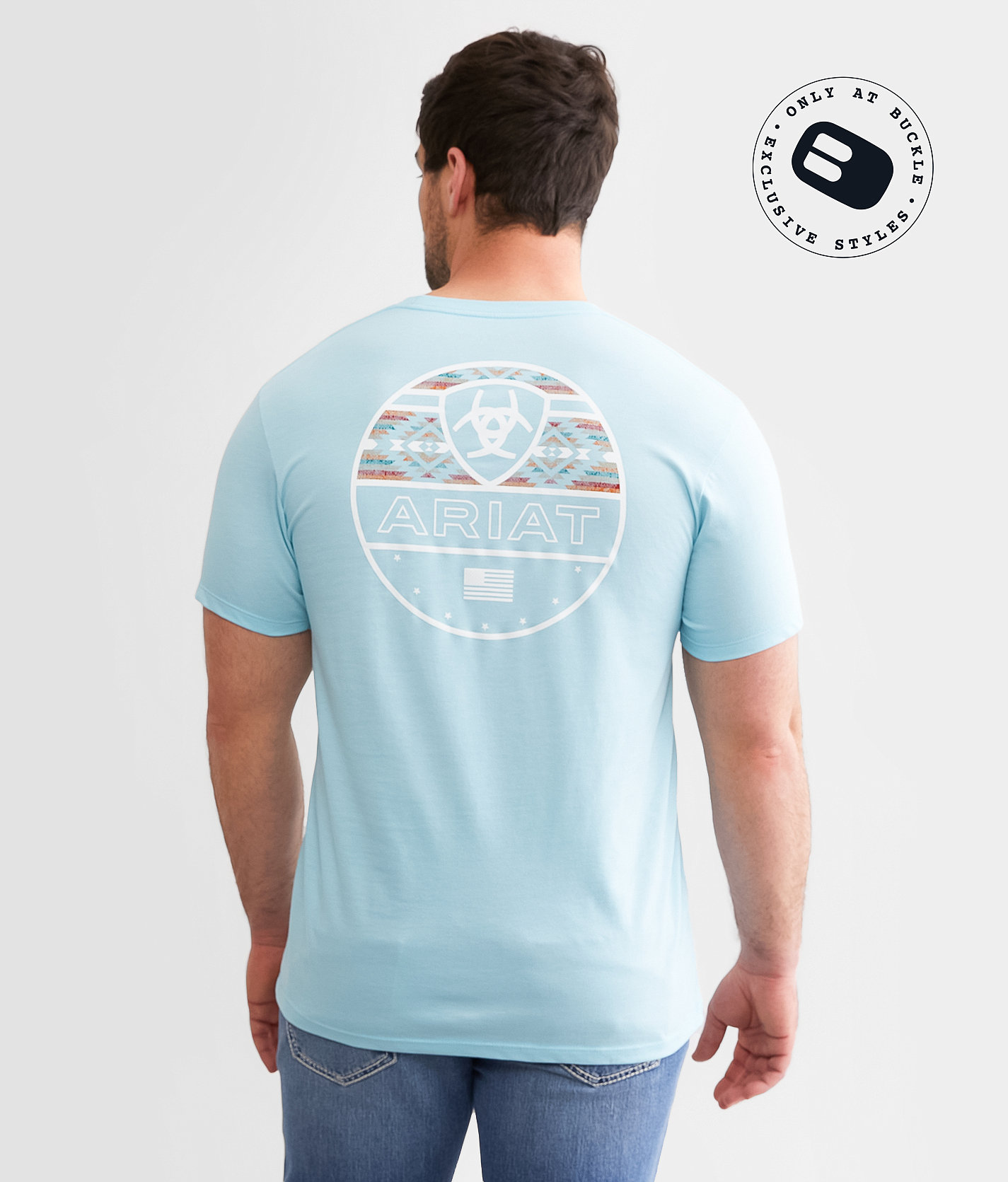 Ariat Trailblaze Circle T-Shirt - Men's T-Shirts in Sky Blue Heather