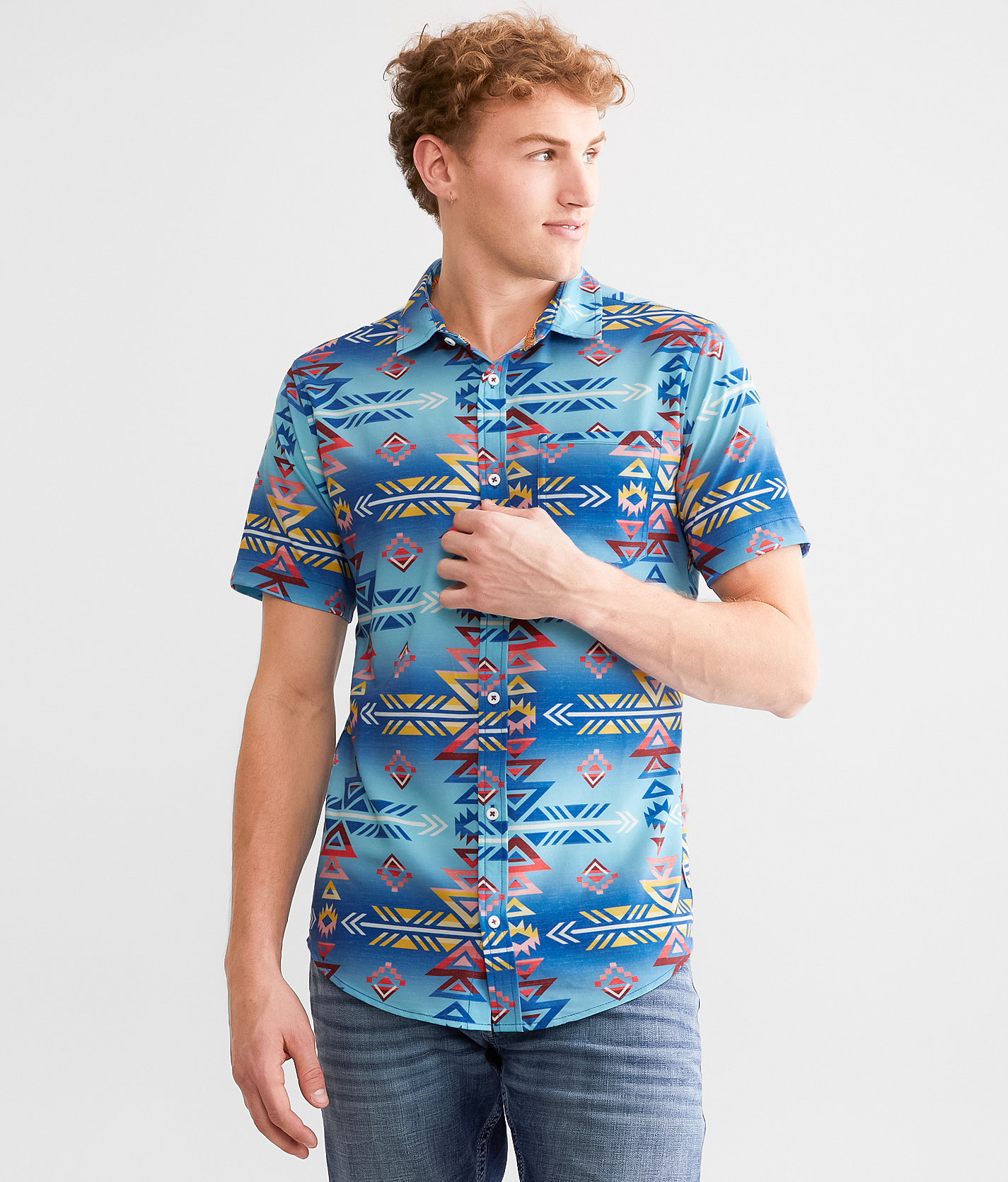 Departwest Southwest Performance Stretch Shirt - Men's Shirts in Blue