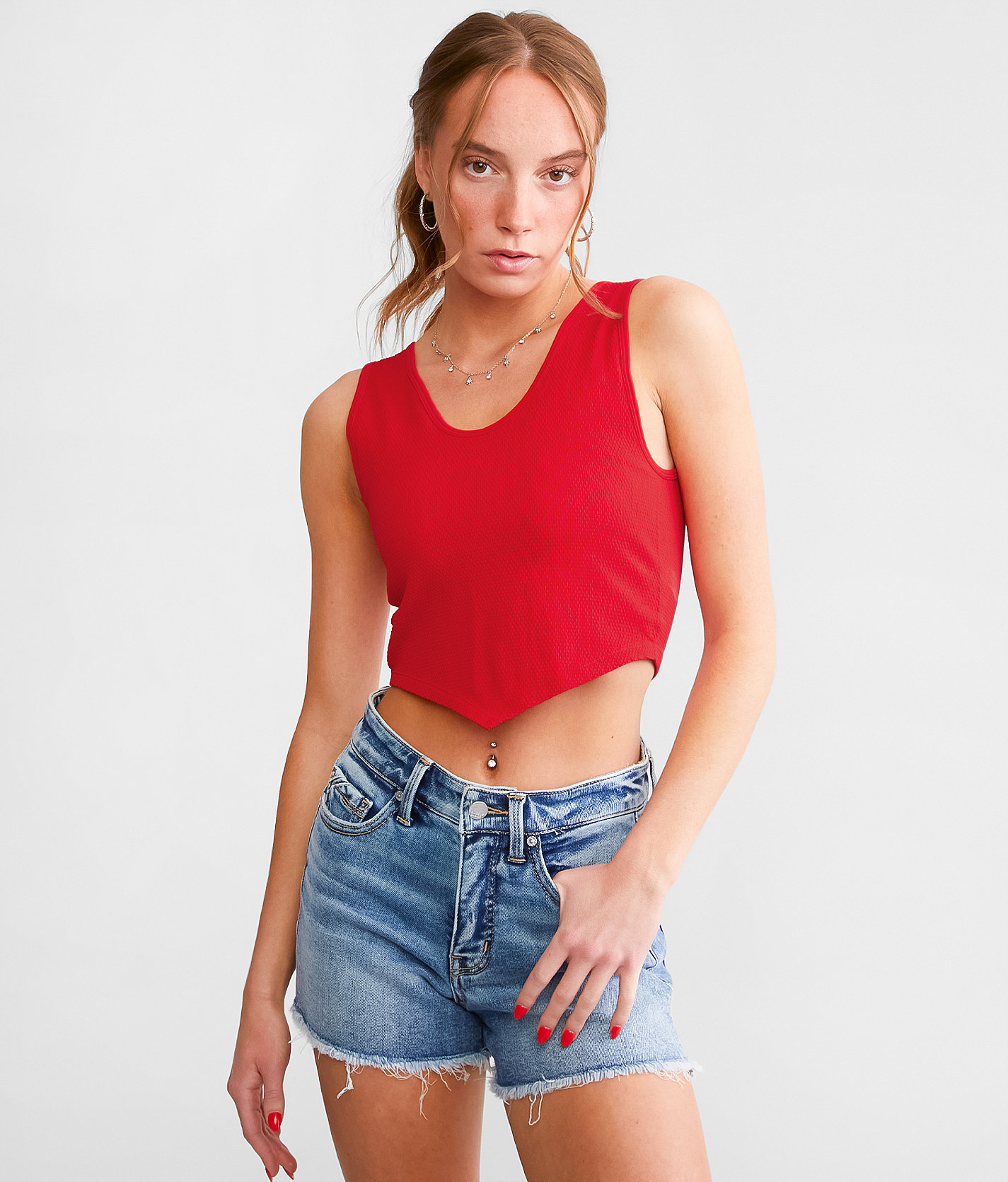 Freshwear Waffle Brami - Women's Intimates in Bright Red