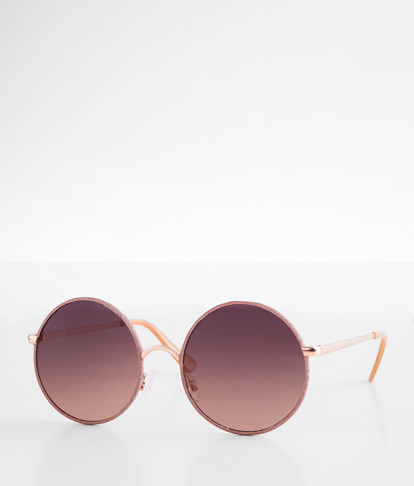 BKE Halo Glitter Round Sunglasses - Women's Sunglasses & Glasses in Rose Gold
