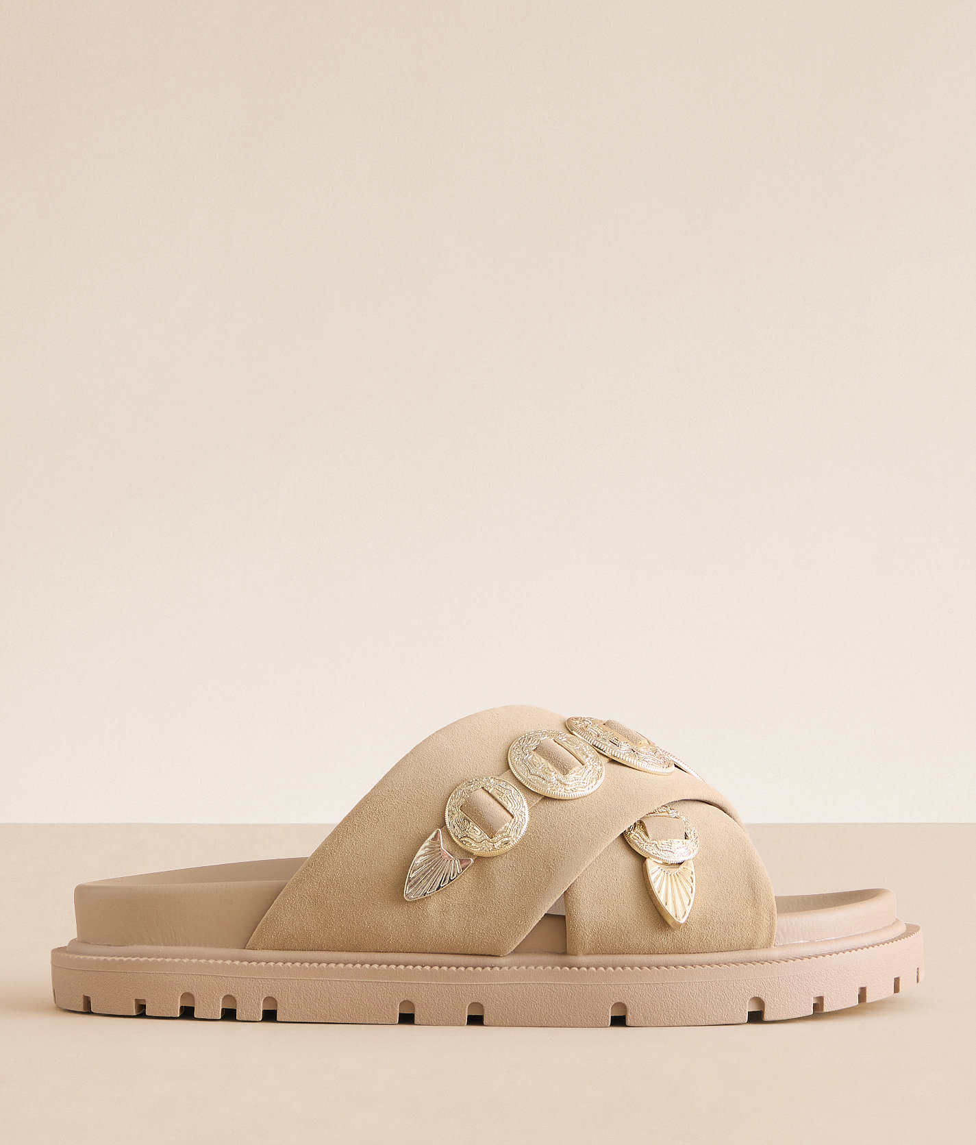 Mia Embossed Metal Western Sandal - Women's Shoes in Sand