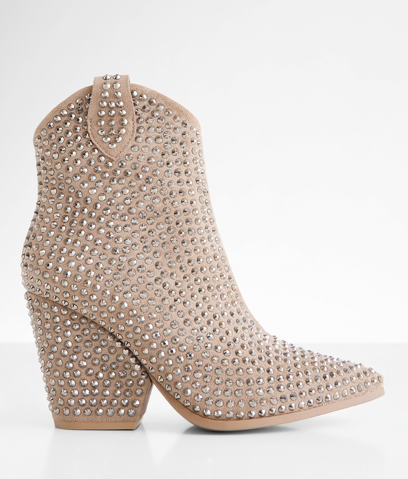 Very G Swagger Studded Leather Western Ankle Boot - Women's Shoes in Taupe
