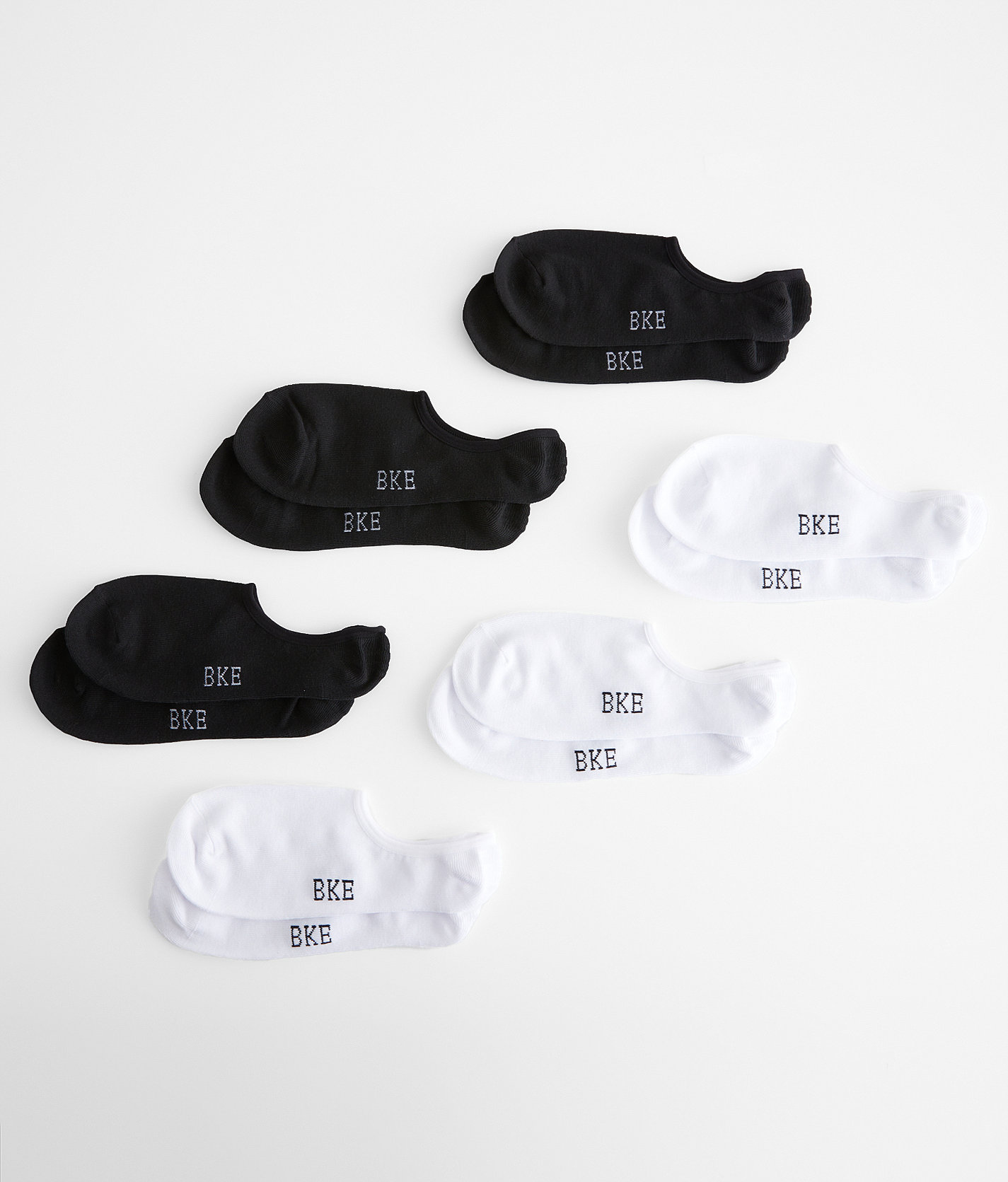 BKE 6 Pack No Show Performance Socks - Men's Socks in Black White