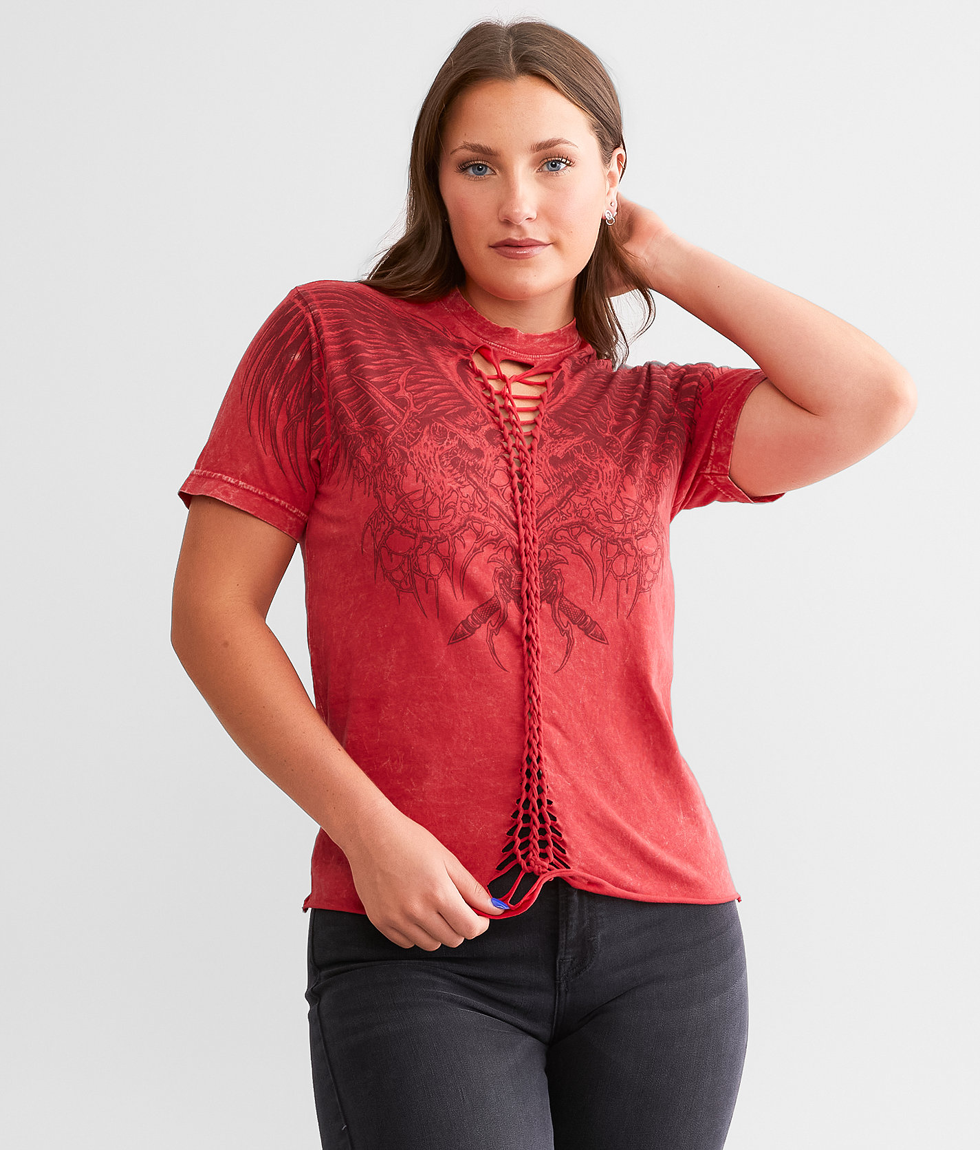 Affliction Toxic Wrath T-Shirt - Women's T-Shirts in Cherry Lava Wash