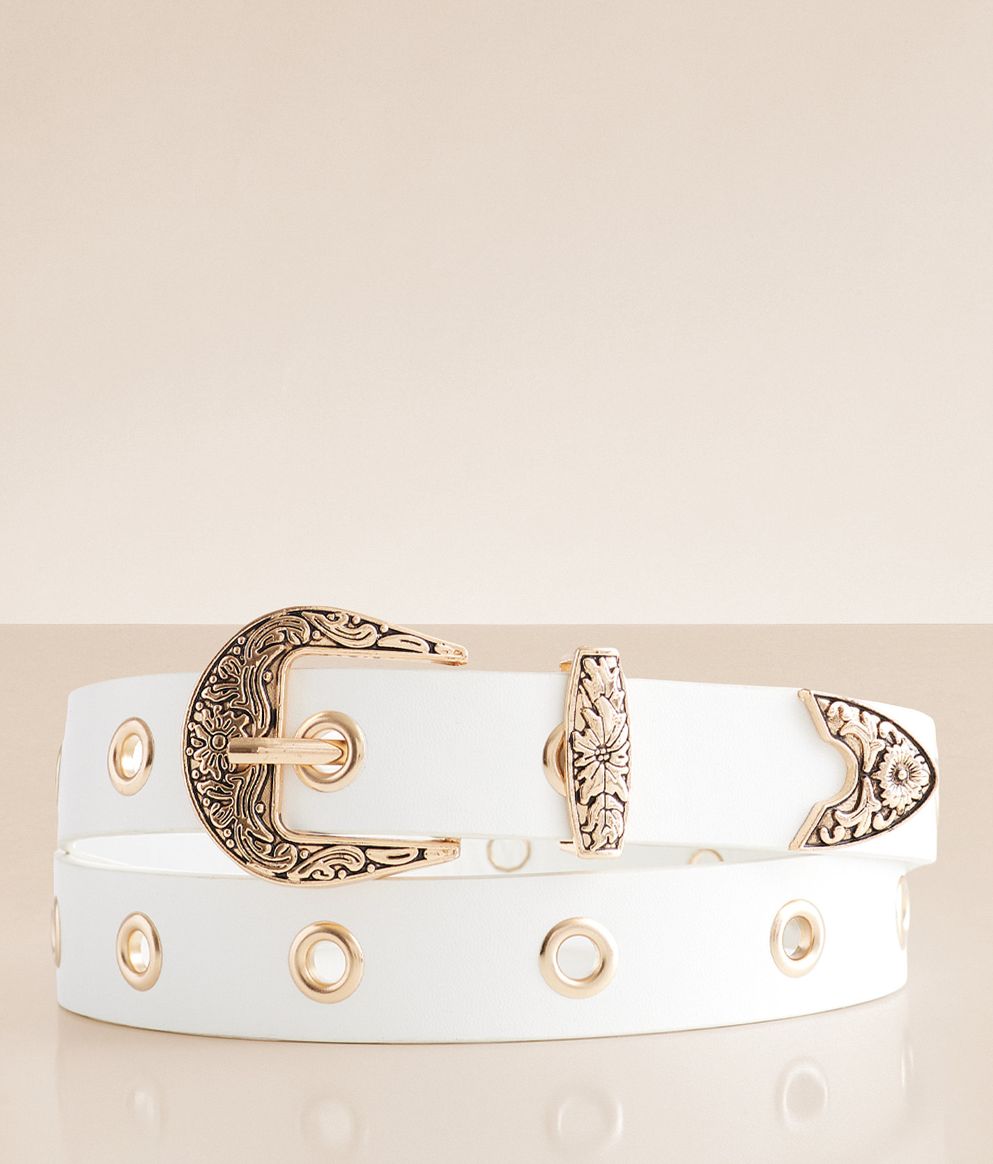BKE Skinny Western Belt - Women's Belts in Cream Gold