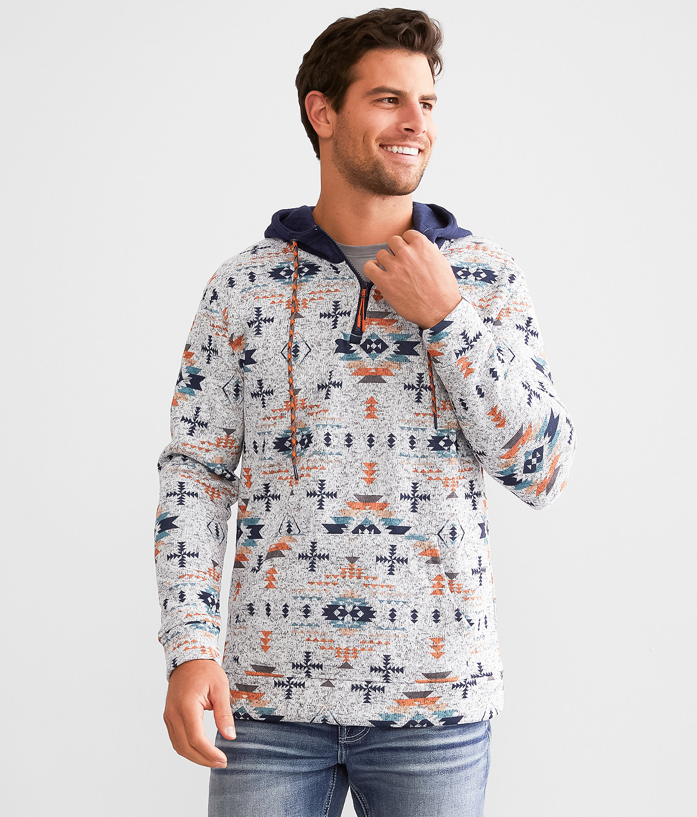Departwest Southwest Quarter Zip Hooded Sweatshirt - Men's Sweatshirts in Multi
