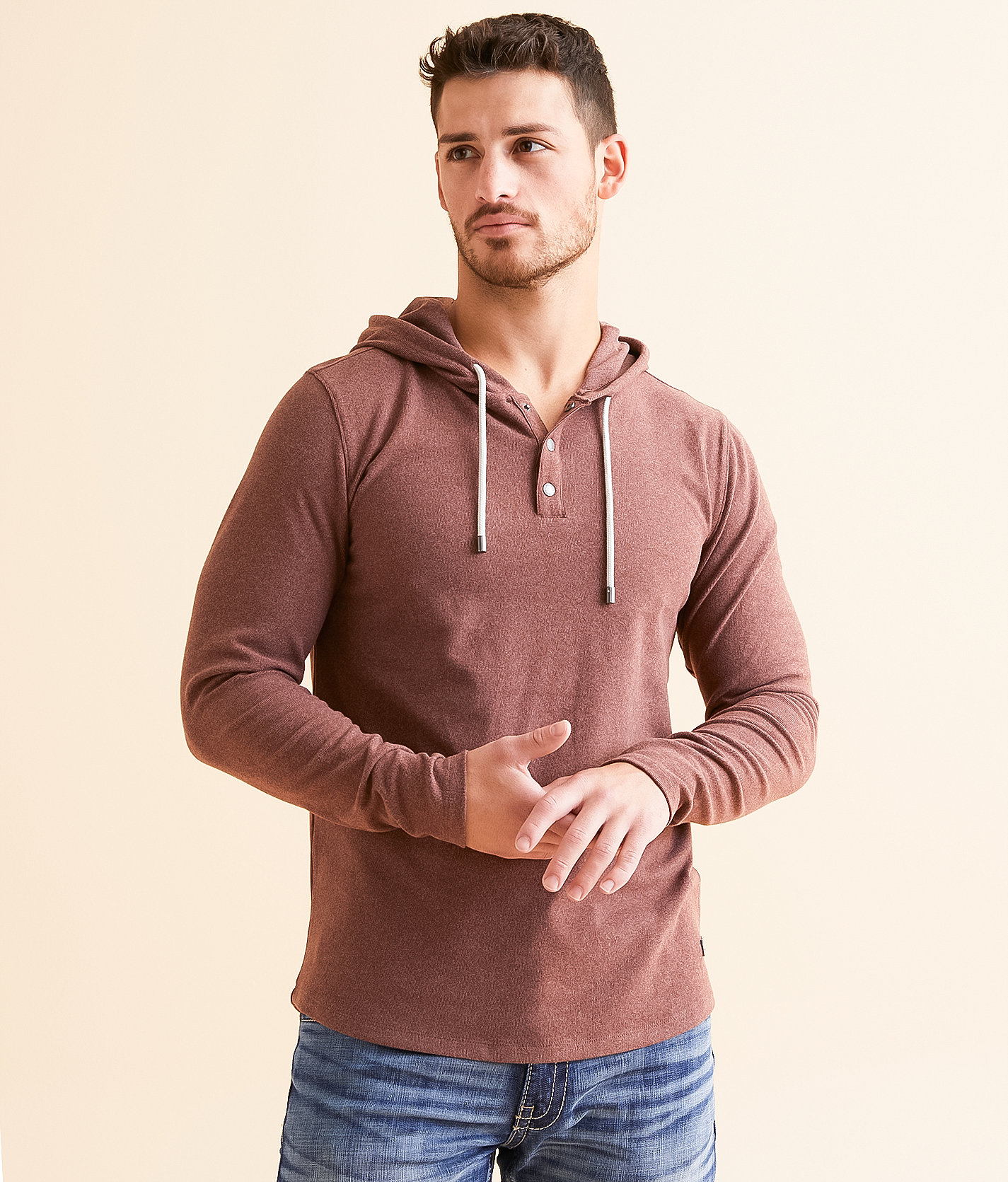 Outpost Makers Henley Hoodie - Men's Sweatshirts in Merlot