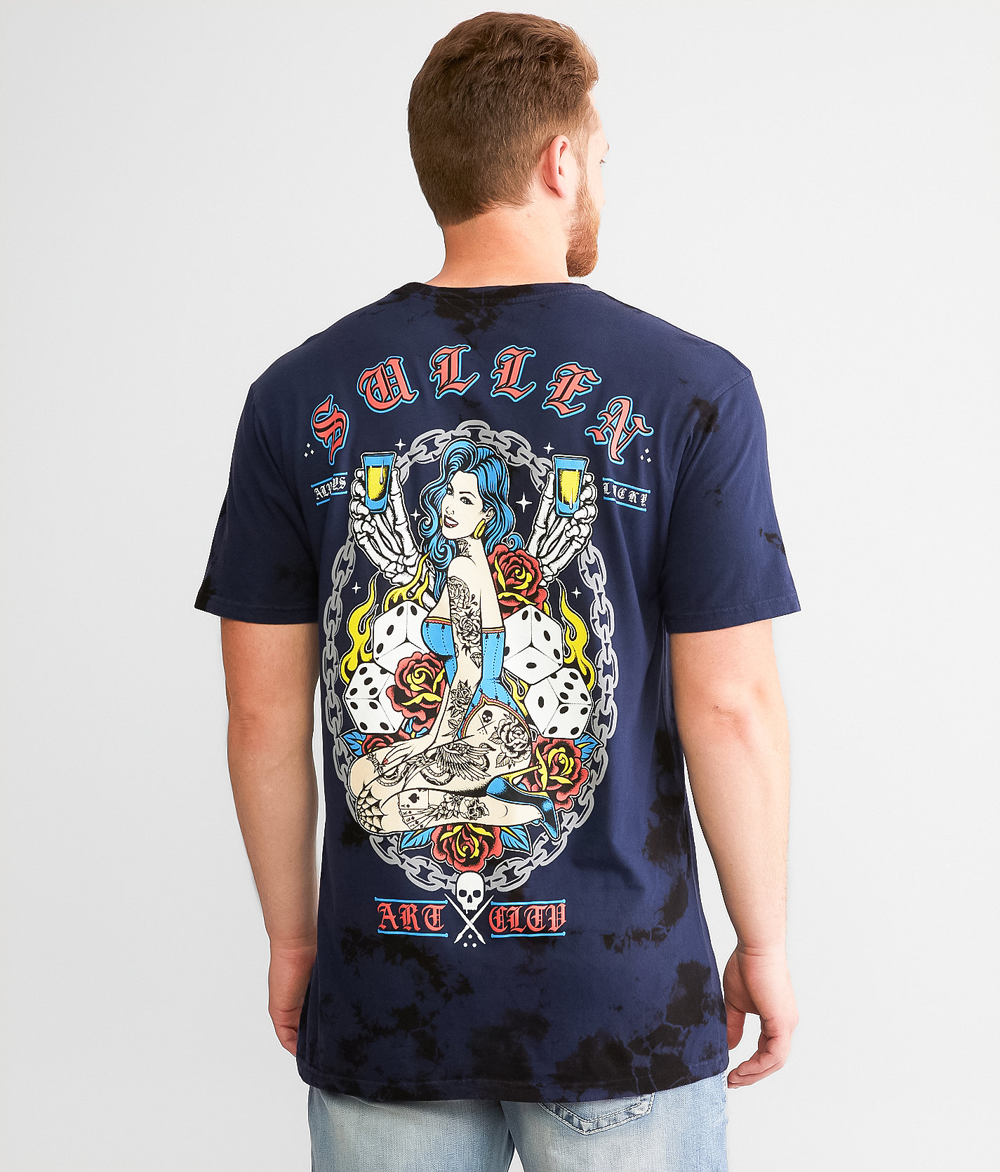 Sullen Lady Luck T-Shirt - Men's T-Shirts in Navy Black Crystal Wash
