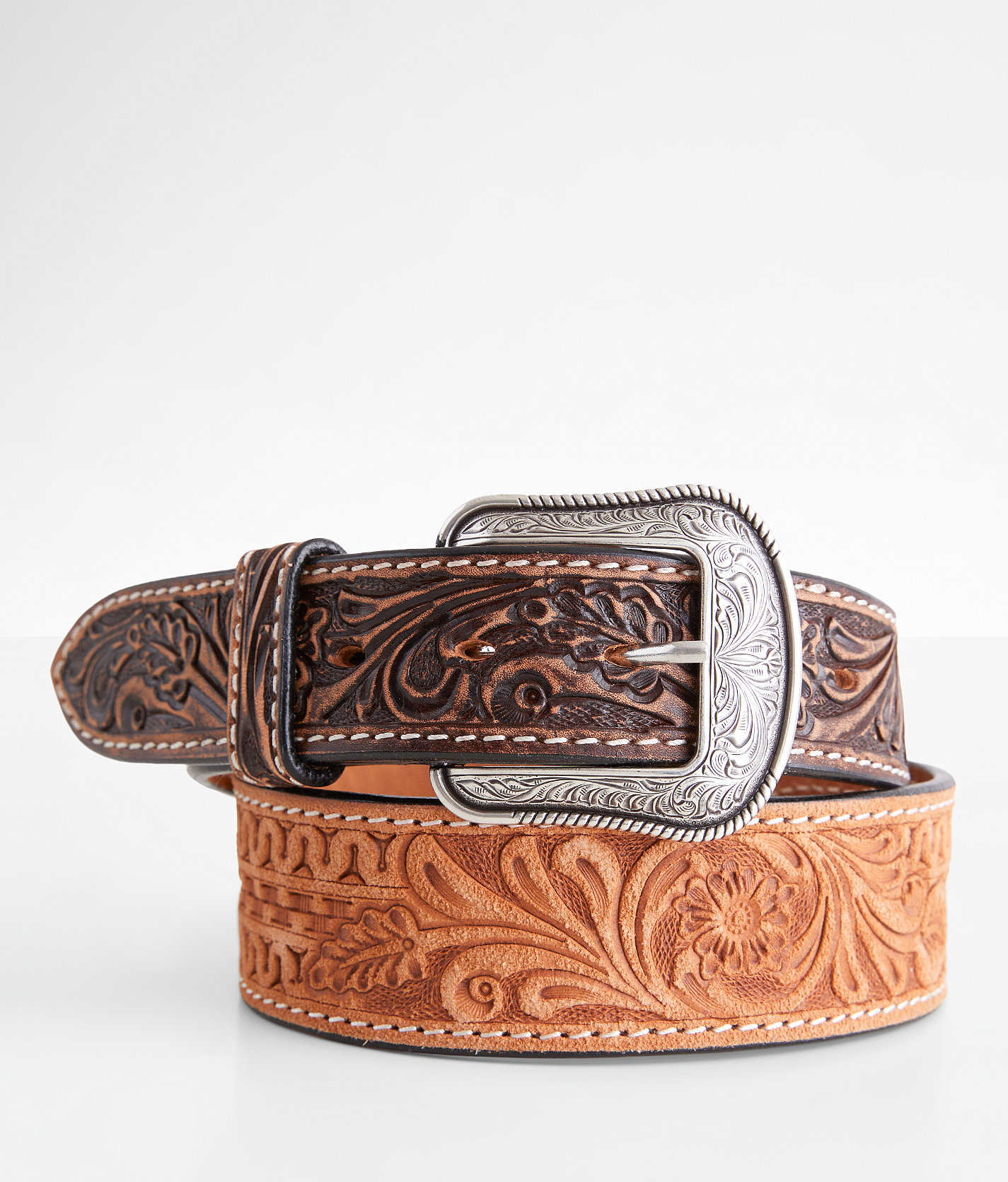 3D Western Leather Belt - Men's Belts in Brown