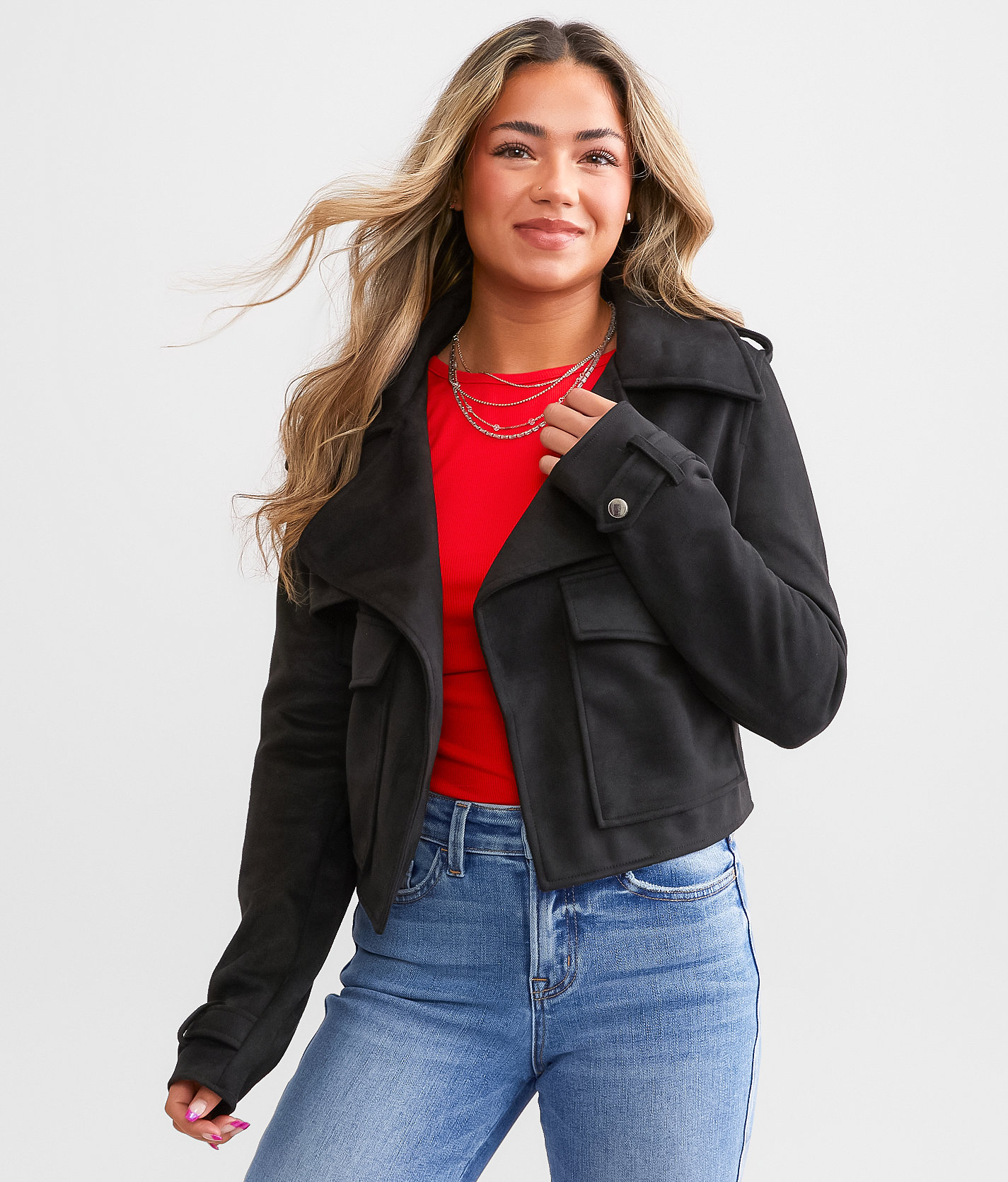 Daytrip Faux Suede Jacket - Women's Coats & Jackets in Black