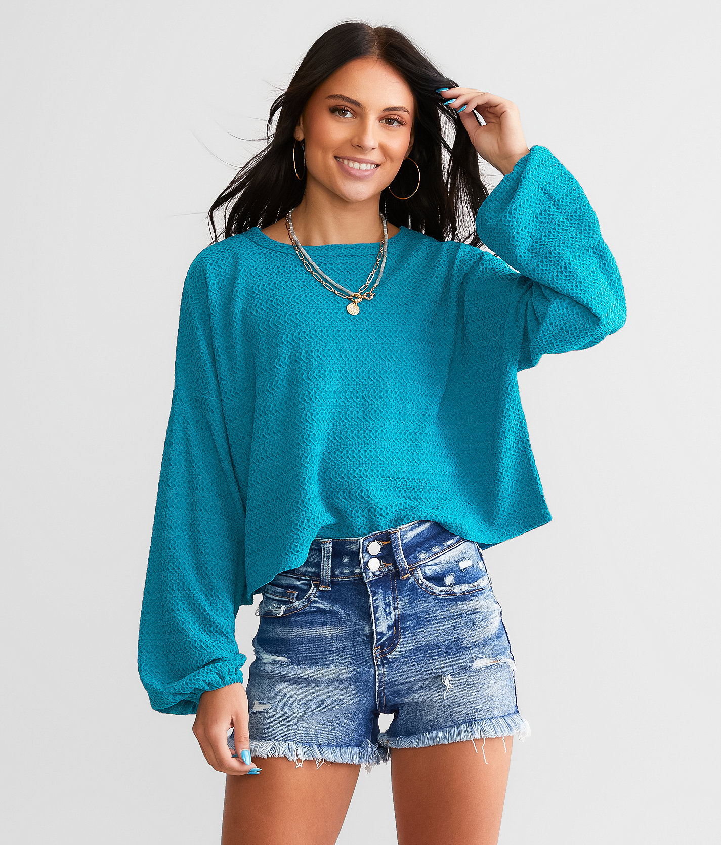 Willow & Root Crochet Mesh Cropped Top - Women's Shirts & Blouses in Aruba
