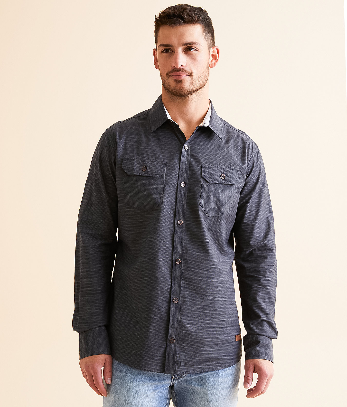 Outpost Makers Marled Shirt - Men's Shirts in Black Grey