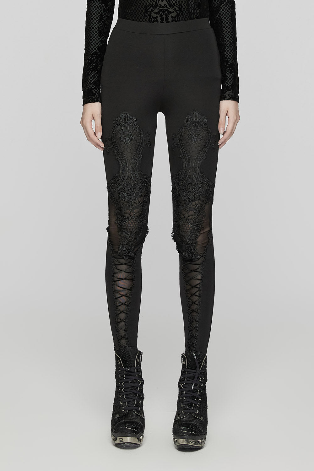 Dark Incantations Embroidered Lace-Up Leggings