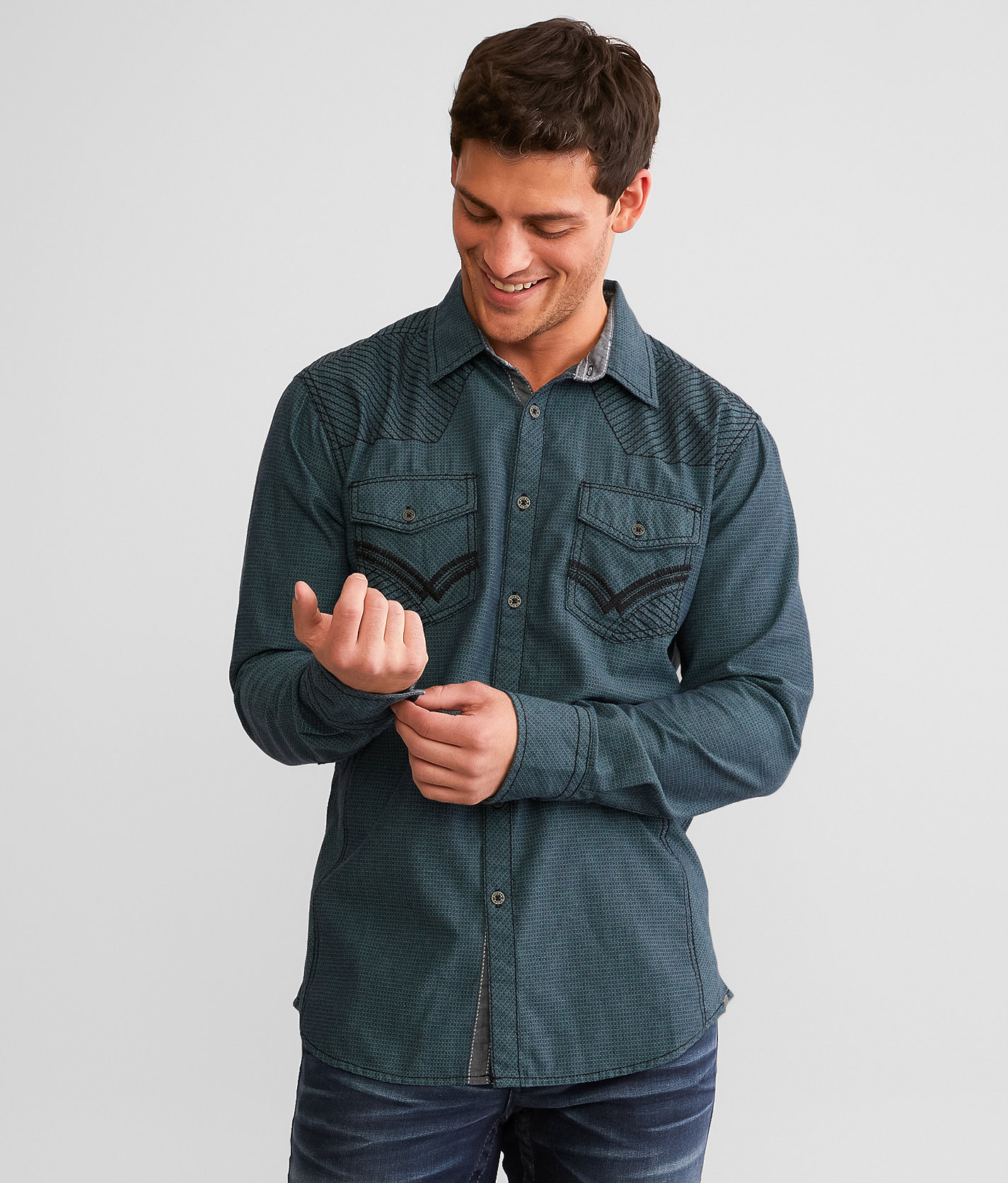 Buckle Black Athletic Shirt - Men's Shirts in Black Teal