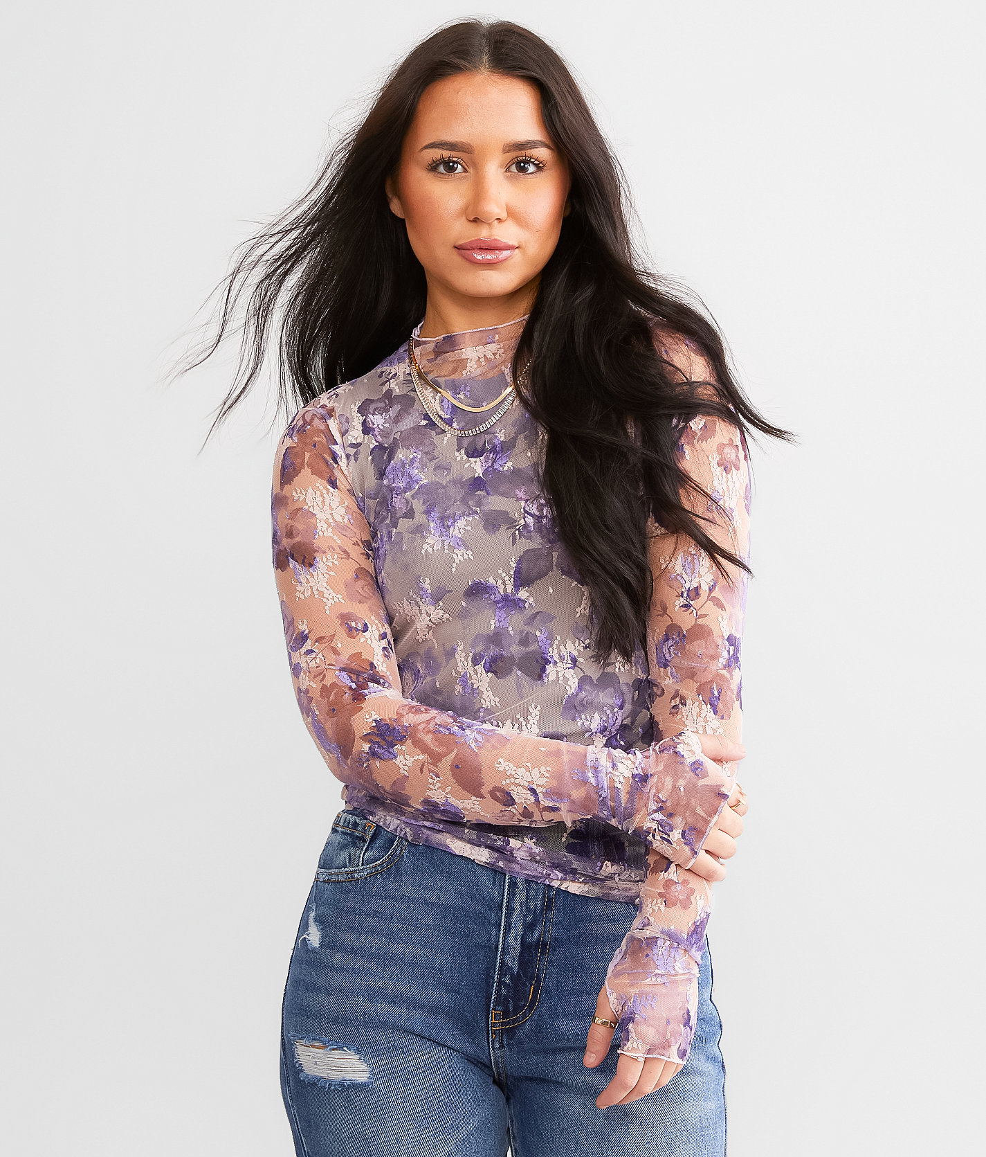 Free People Lady Lux Layering Top - Women's Shirts & Blouses in Fallen Rose Combo