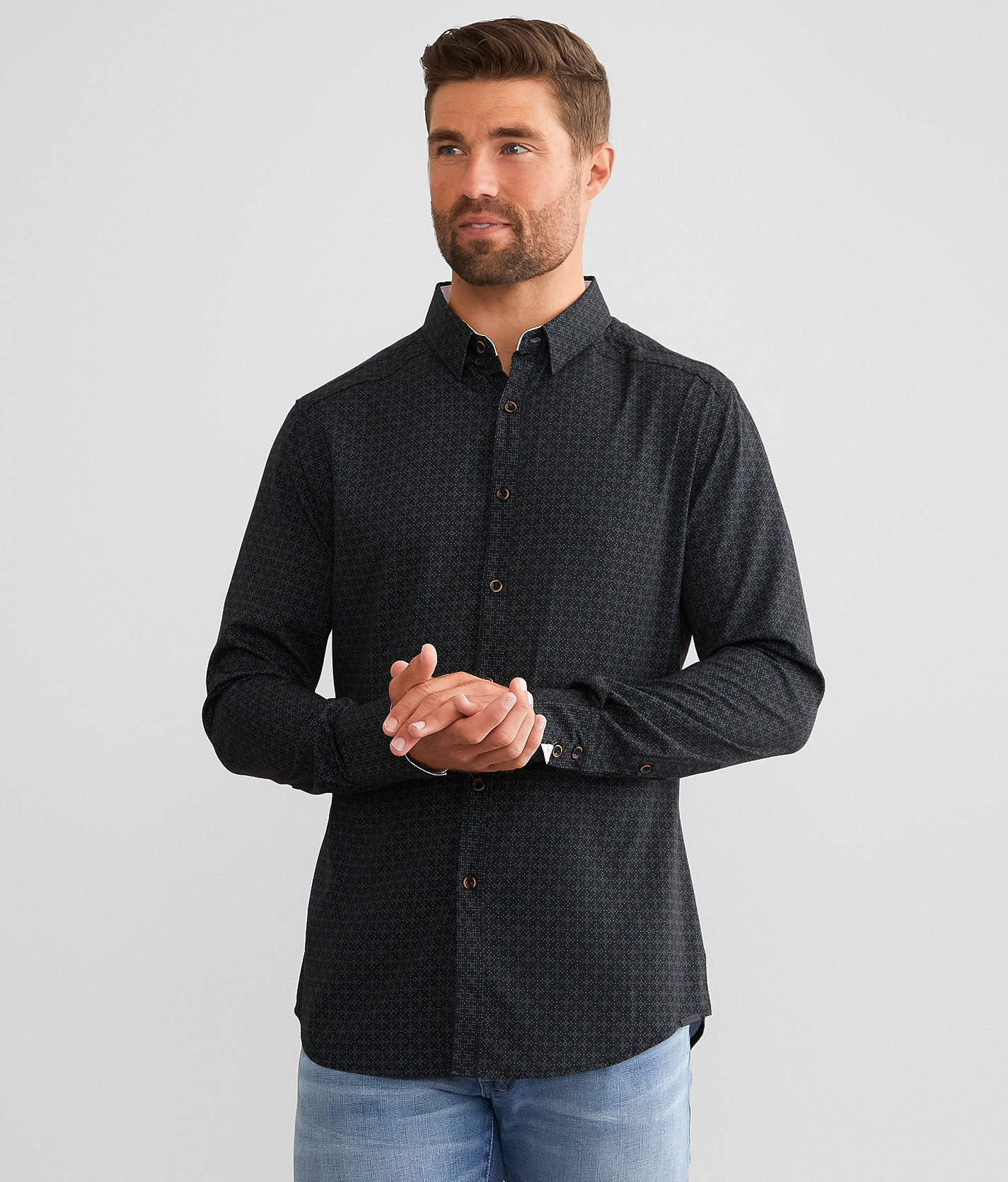 J.B. Holt Tailored Performance Stretch Shirt - Men's Shirts in Black Teal