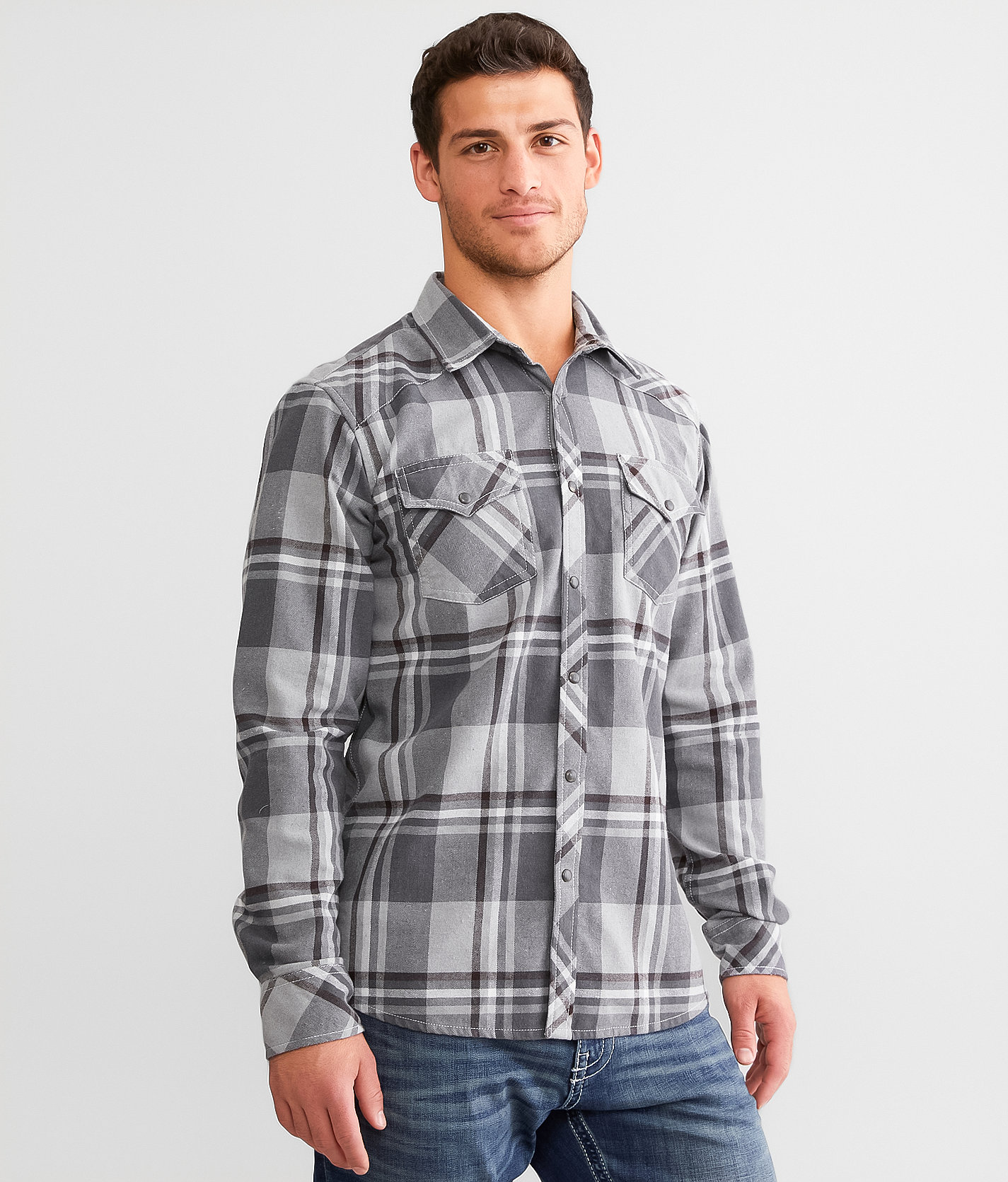 Reclaim Brushed Plaid Standard Shirt - Men's Shirts in Grey Brown