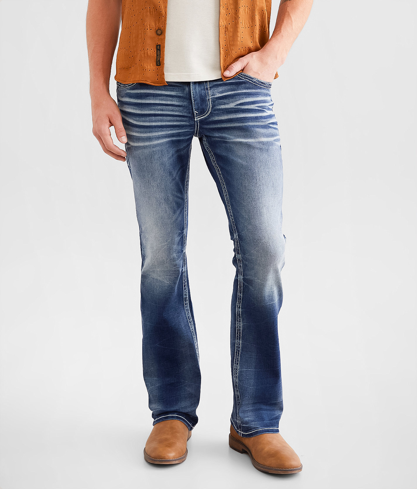 Buckle Black Three Boot Stretch Jean - Men's Jeans in Flamenco