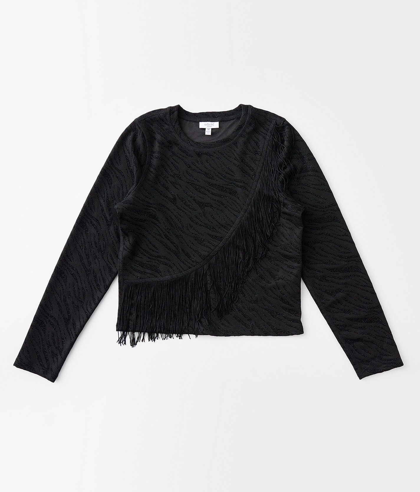 Girls - Willow & Root Surplice Fringe Top - Girl's Shirts & Blouses in Black