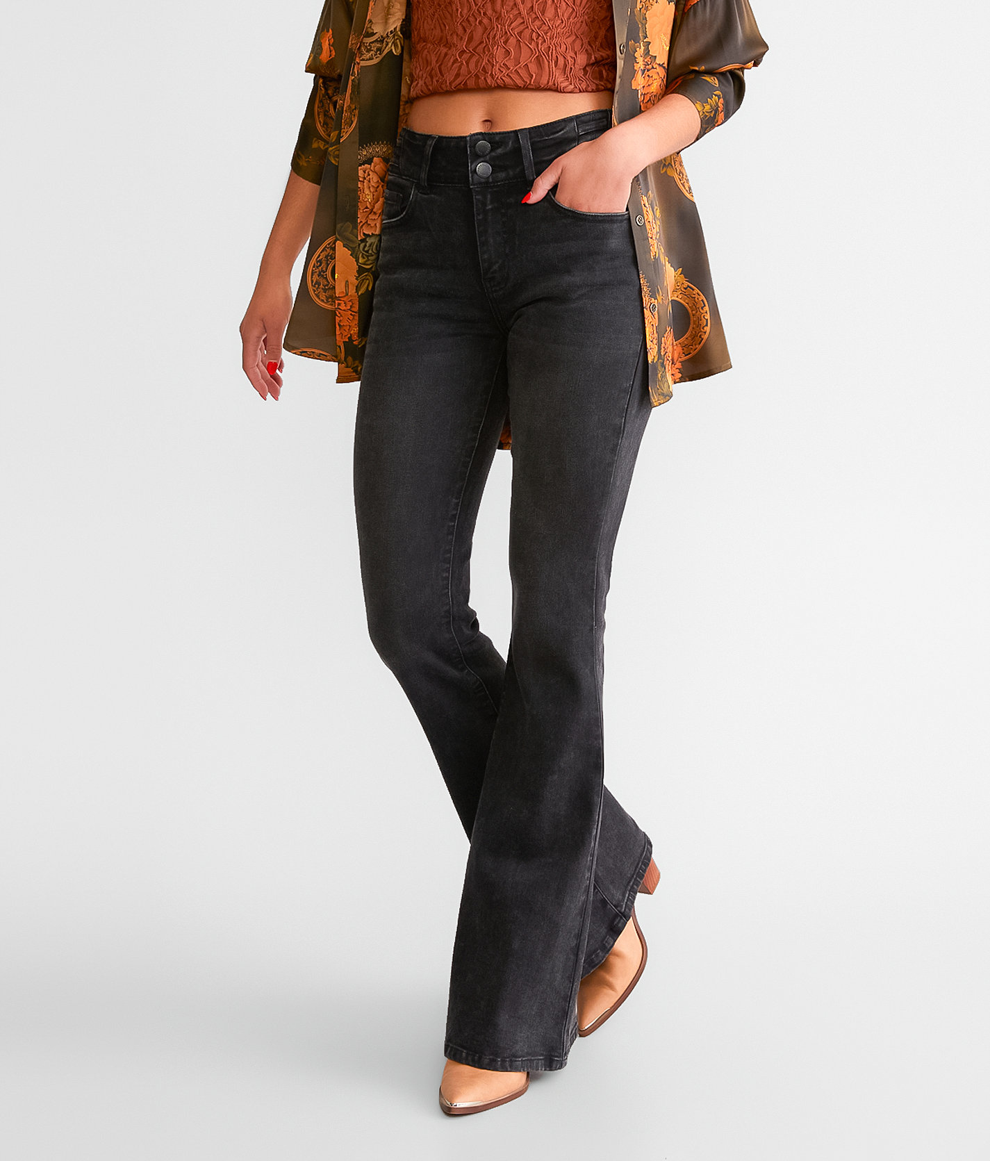 KanCan Signature Kurvy High Rise Flare Stretch Jean - Women's Jeans in Jamie