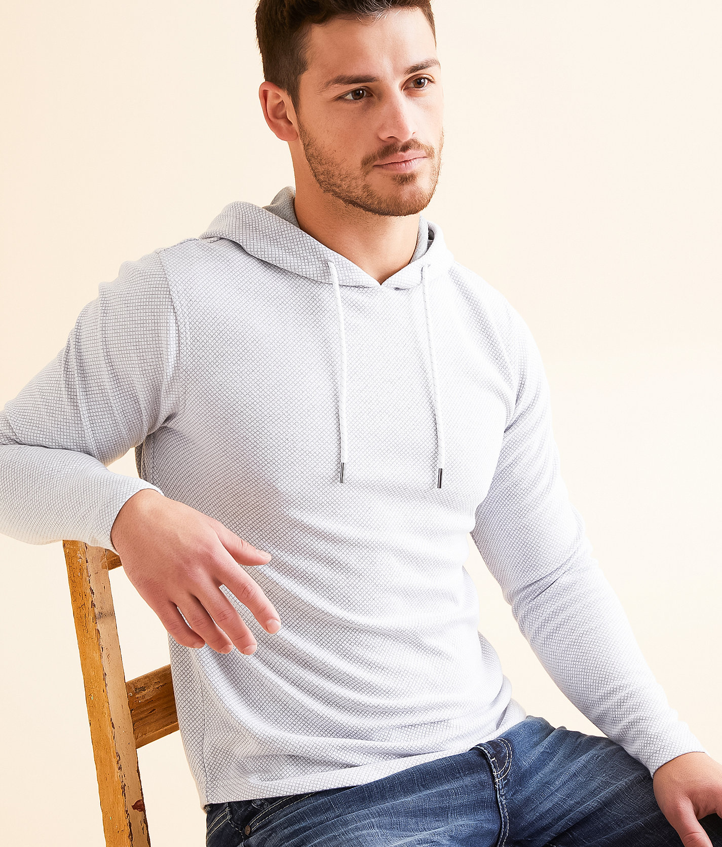 BKE Heathered Hoodie - Men's Sweatshirts in White Grey