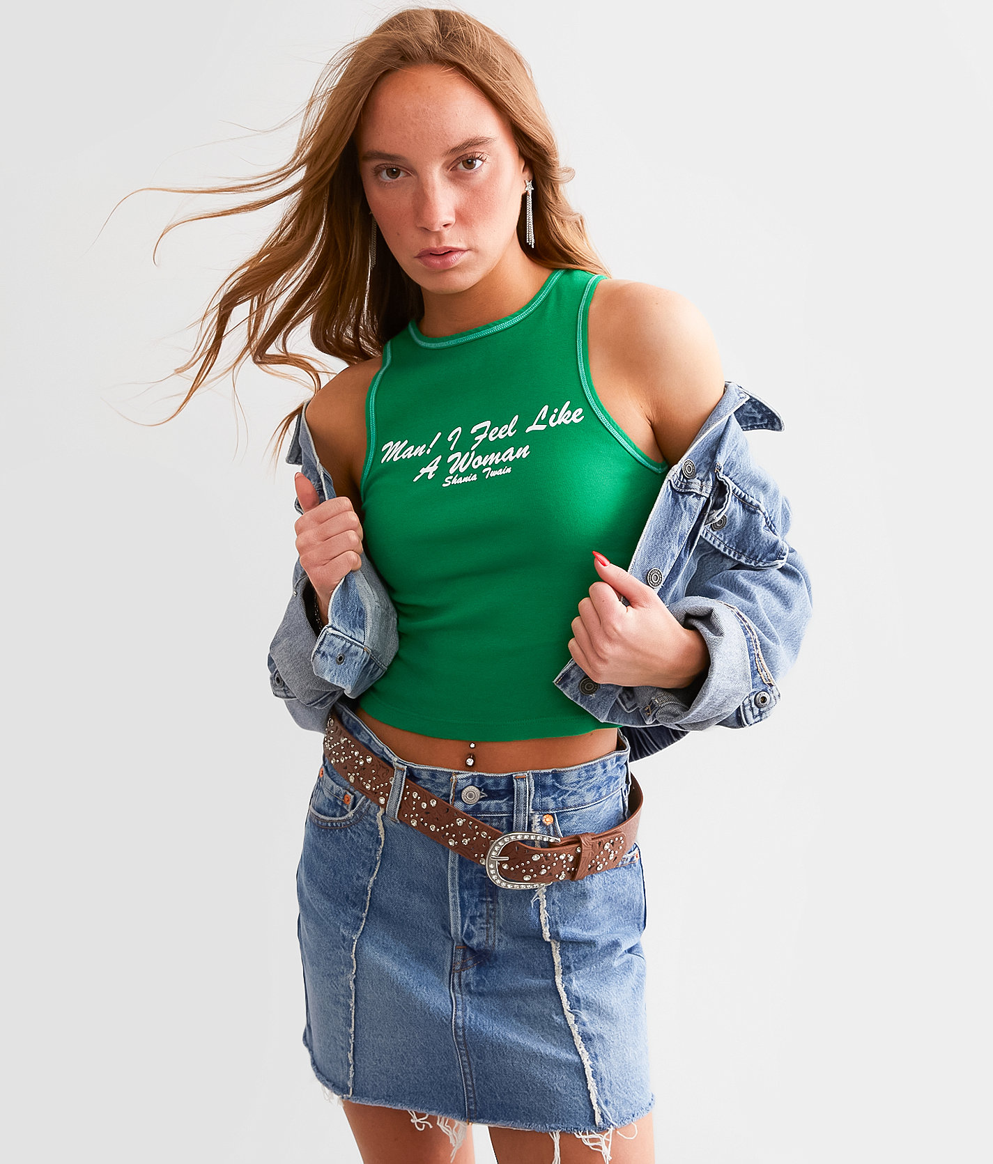 Bravado Shania Twain Man! I Feel Like A Woman Band Tank Top - Women's Tank Tops in Green