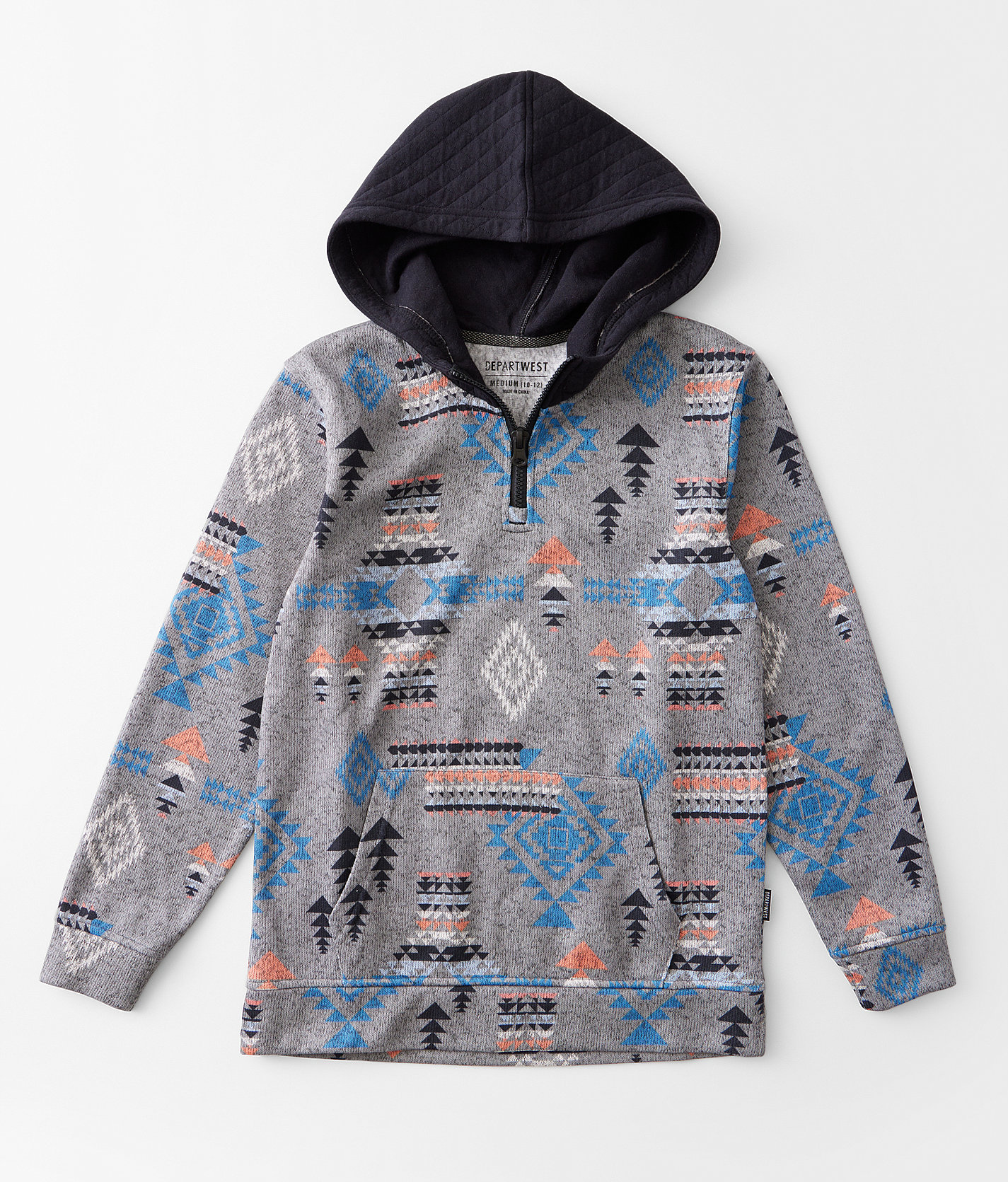 Boys - Departwest Quarter Zip Hooded Sweatshirt - Boy's Sweatshirts in Grey Multi