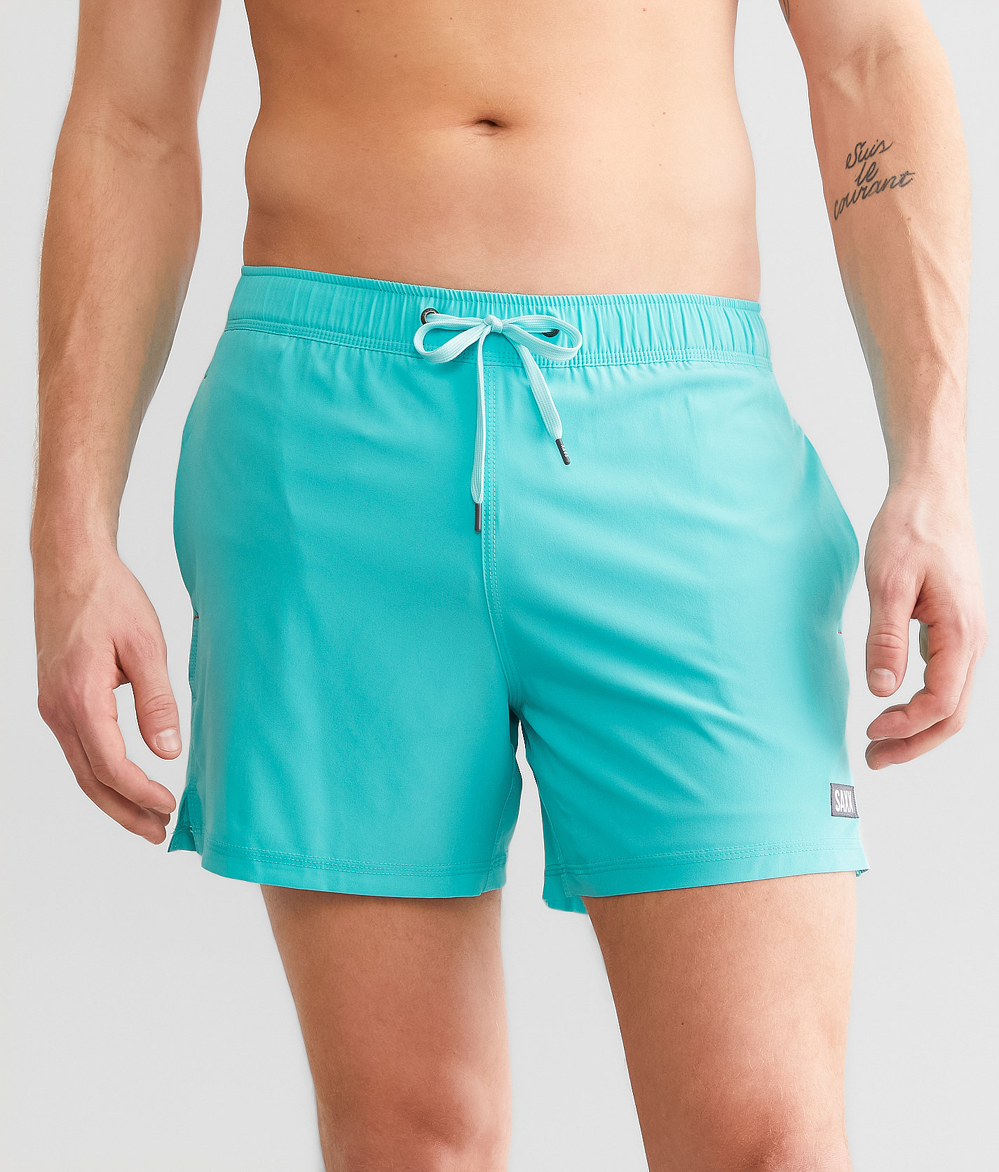 SAXX Oh Buoy 2 in 1 DropTemp Stretch Swim Trunks - Men's Swimwear in Turquoise