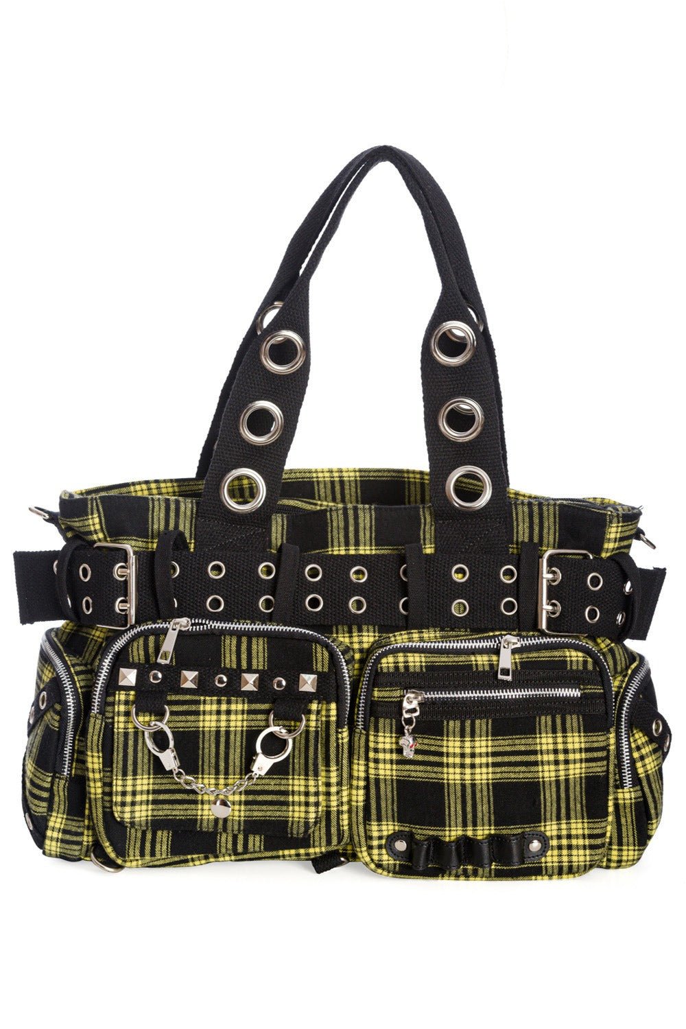 Deathhawk Punk Plaid Handbag [YELLOW]