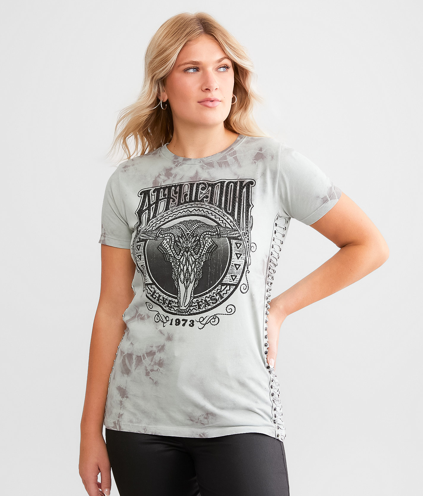 Affliction Roam Unknown T-Shirt - Women's T-Shirts in Cool Grey Drk Grey