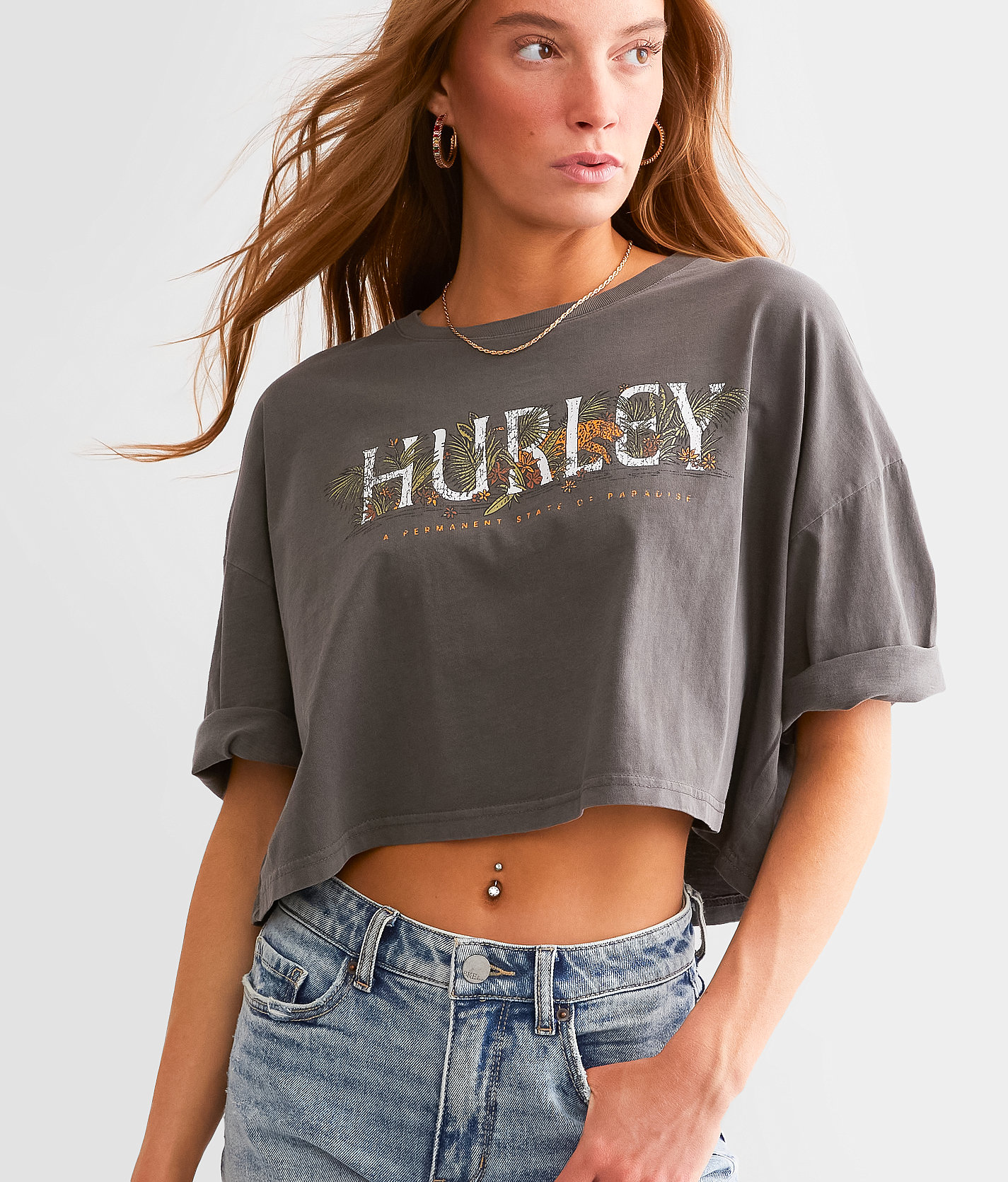 Hurley Jungleer Boyfriend Cropped T-Shirt - Women's T-Shirts in Black