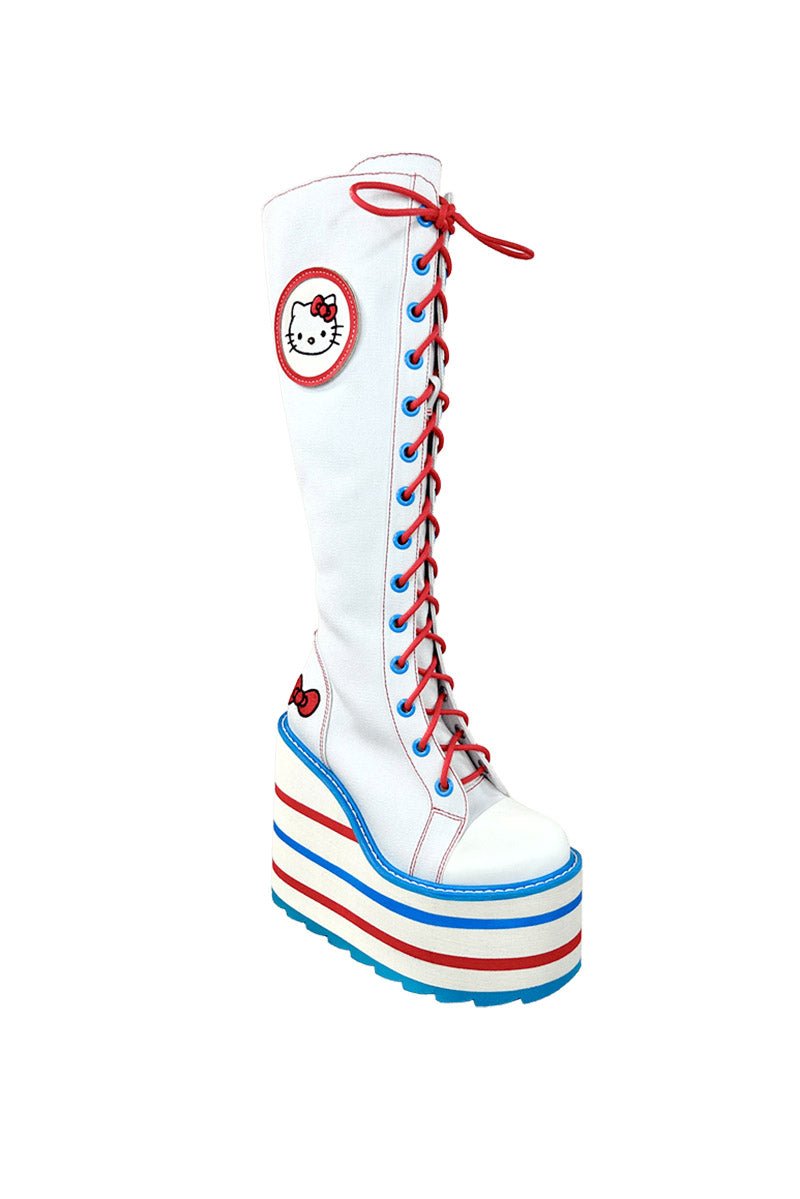 Detention Hello Kitty Platform Boots [White/Red/Blue]
