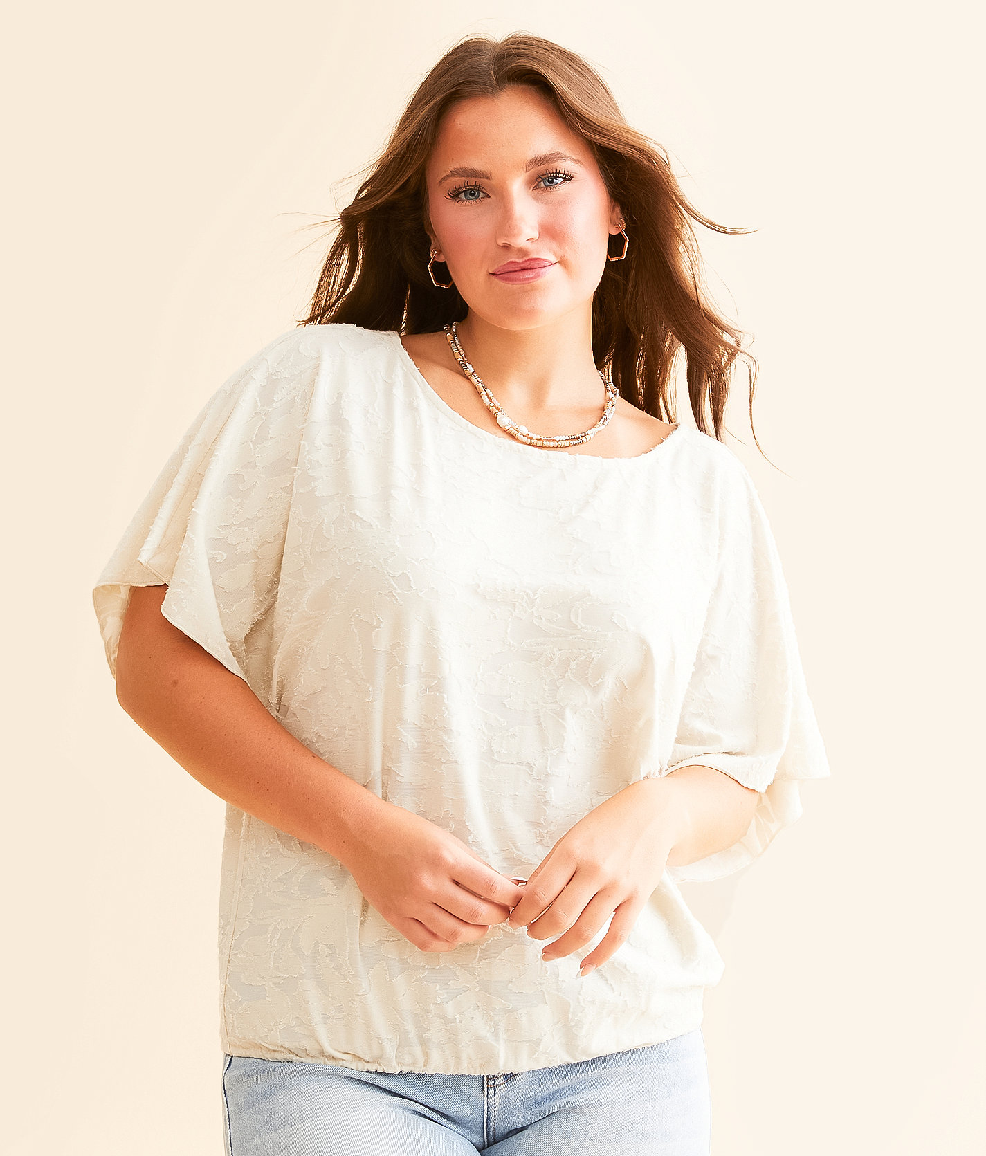 Daytrip Textured Jacquard Top - Women's Shirts & Blouses in Cream