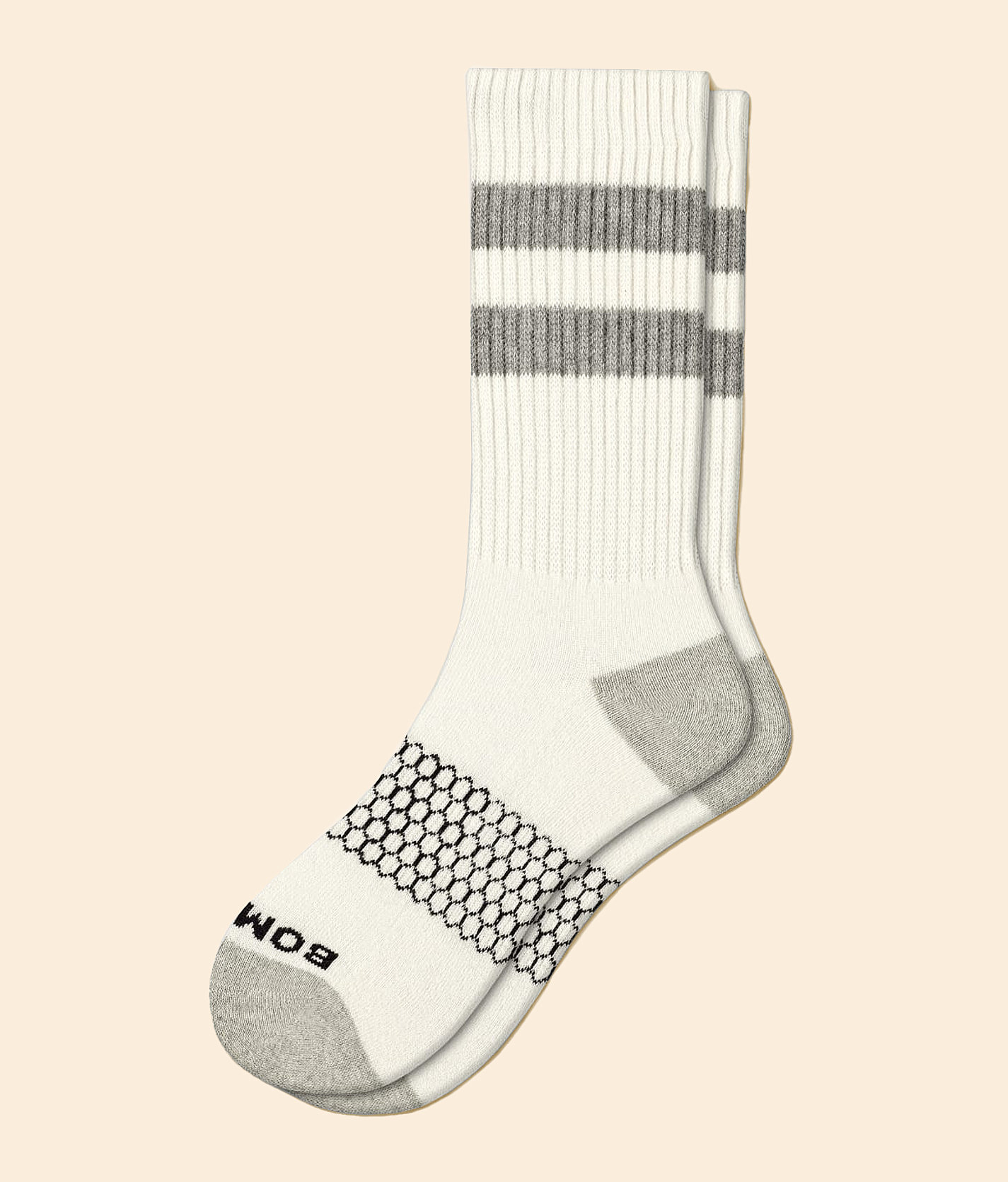 Bombas® Vintage Stripe Classic Crew Socks - Men's Socks in White Grey