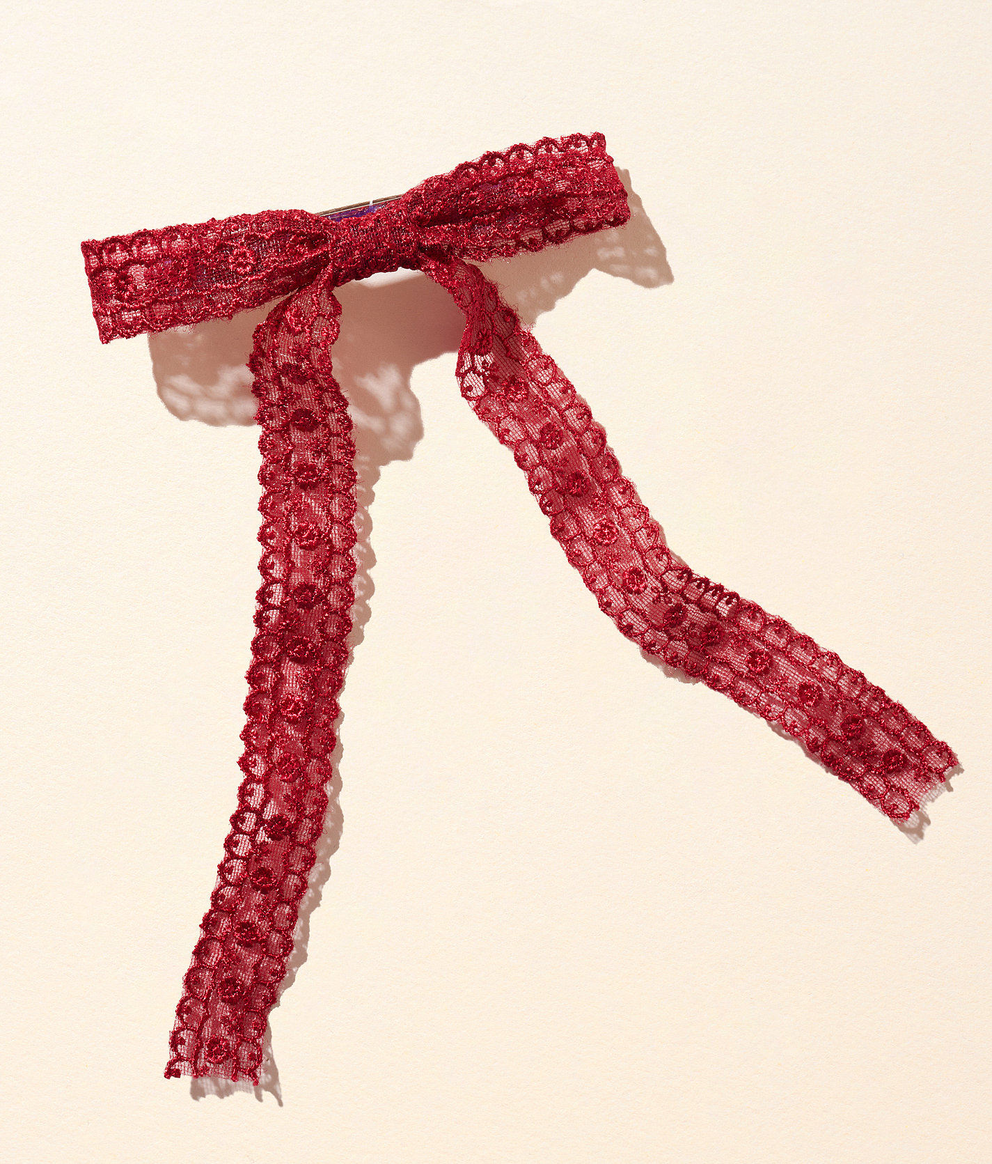 boutique by BKE Lace Hair Bow Barrette - Women's Hair Accessories in Maroon