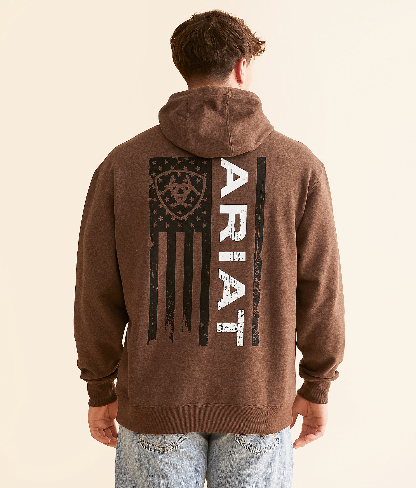 Ariat Founding Flag Hooded Sweatshirt - Men's Sweatshirts in Chestnut Heather
