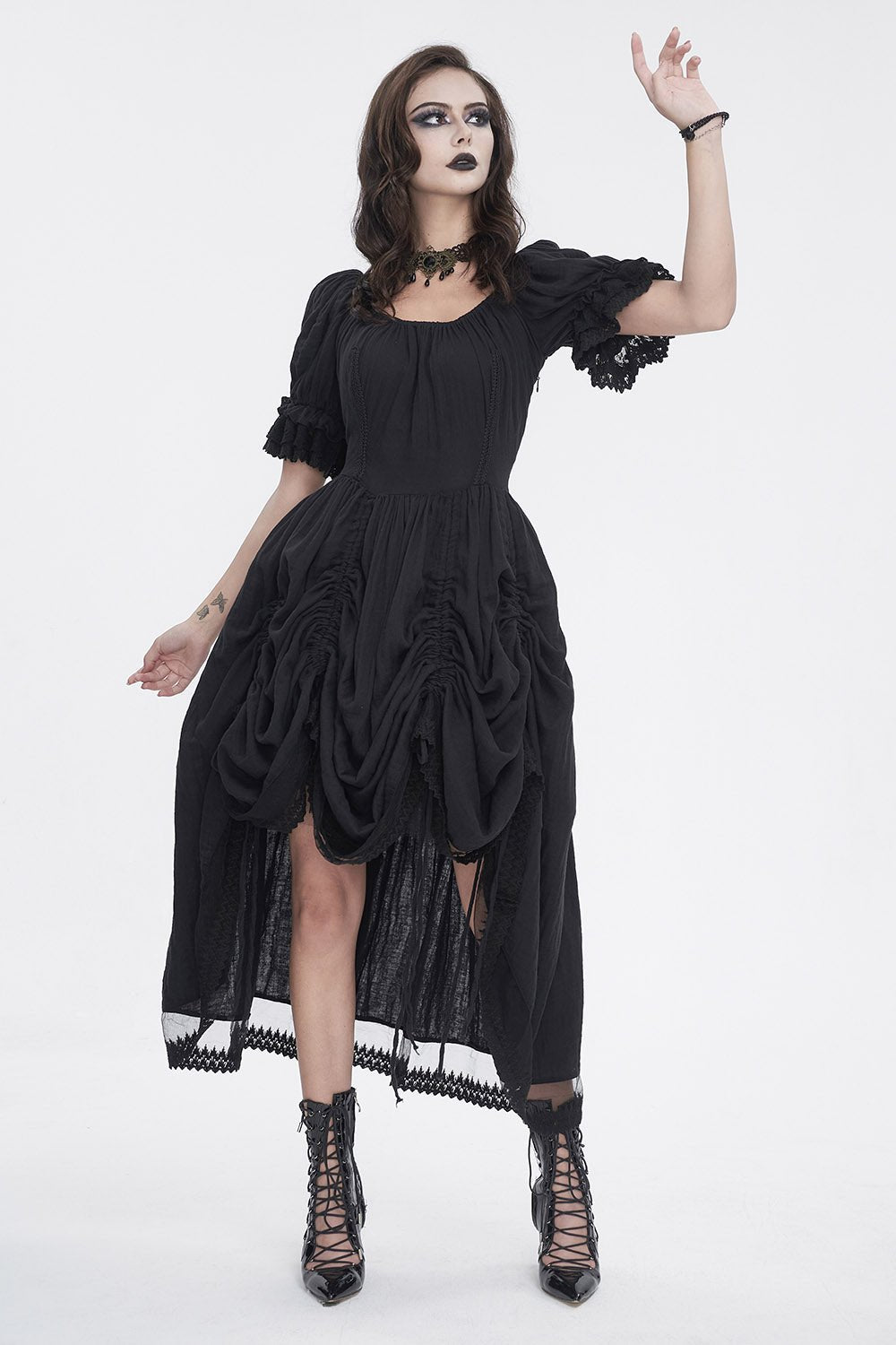 Dreary Prairie Black Bustle Dress