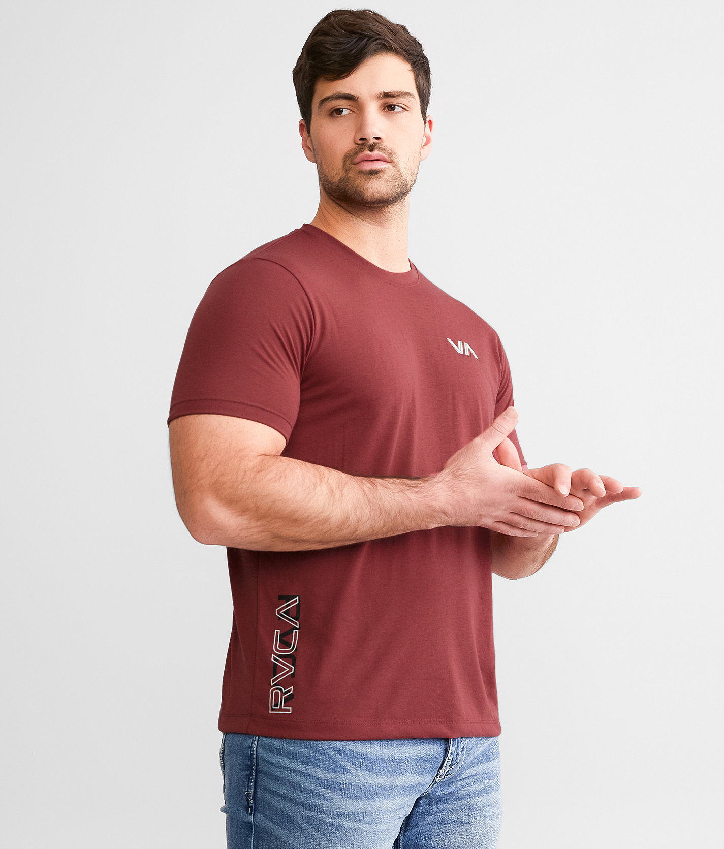 RVCA Double Flip Sport T-Shirt - Men's T-Shirts in Oxblood Sport