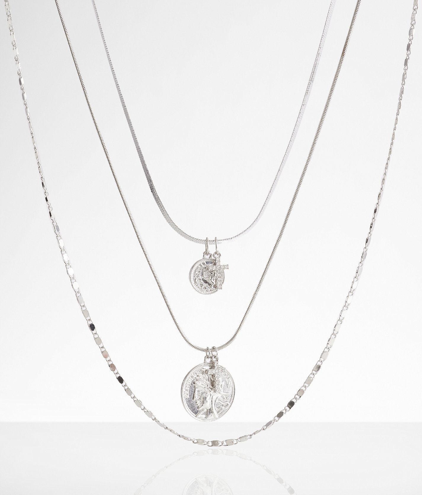 boutique by BKE 3 Pack Charm Necklace Set - Women's Jewelry in Silver