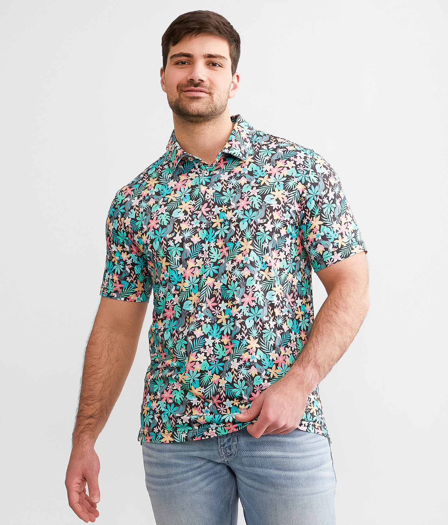 Chubbies The Bloomerang Performance Polo - Men's Polos in Black Solid