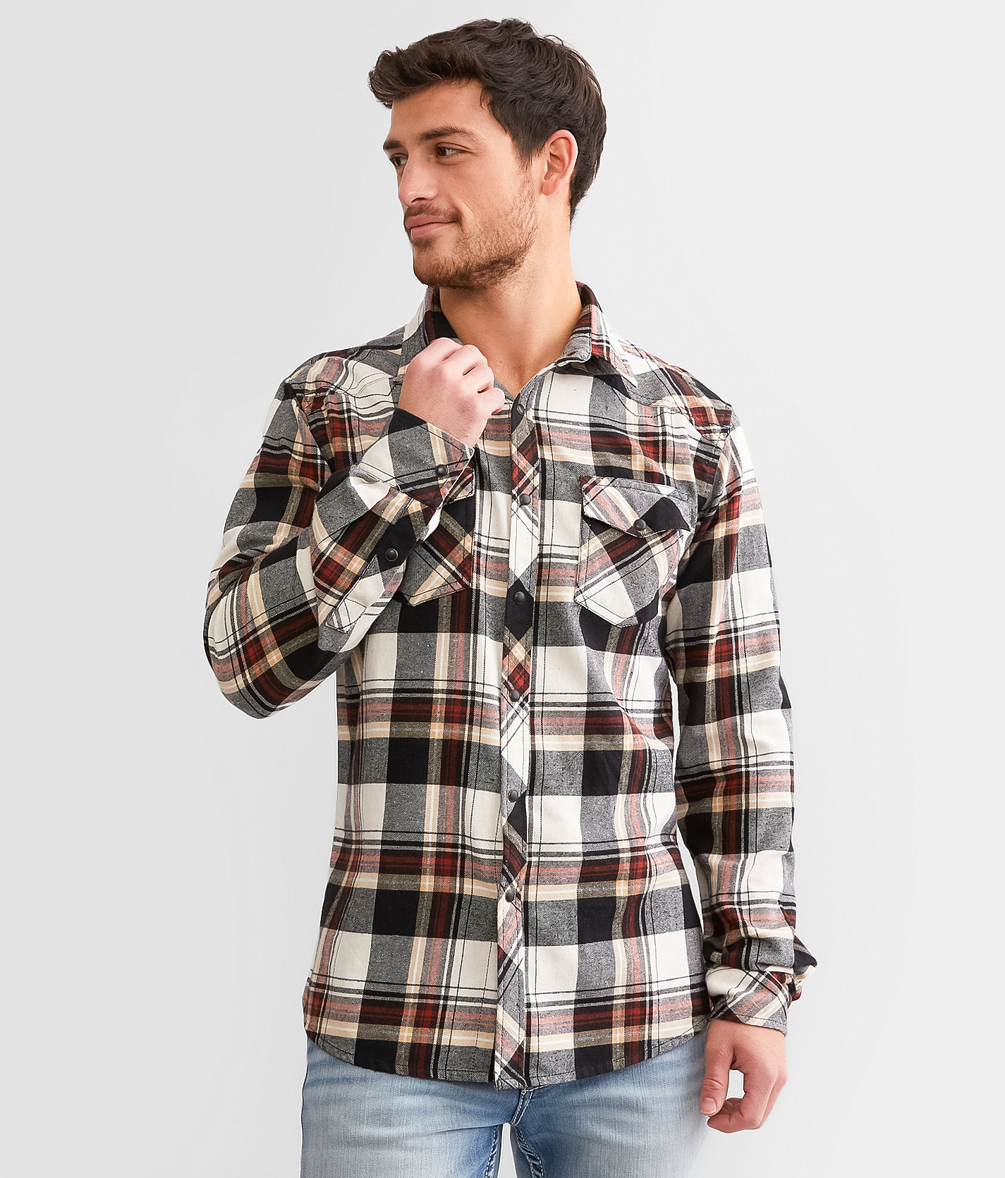 Reclaim Plaid Athletic Shirt - Men's Shirts in White Black Orange
