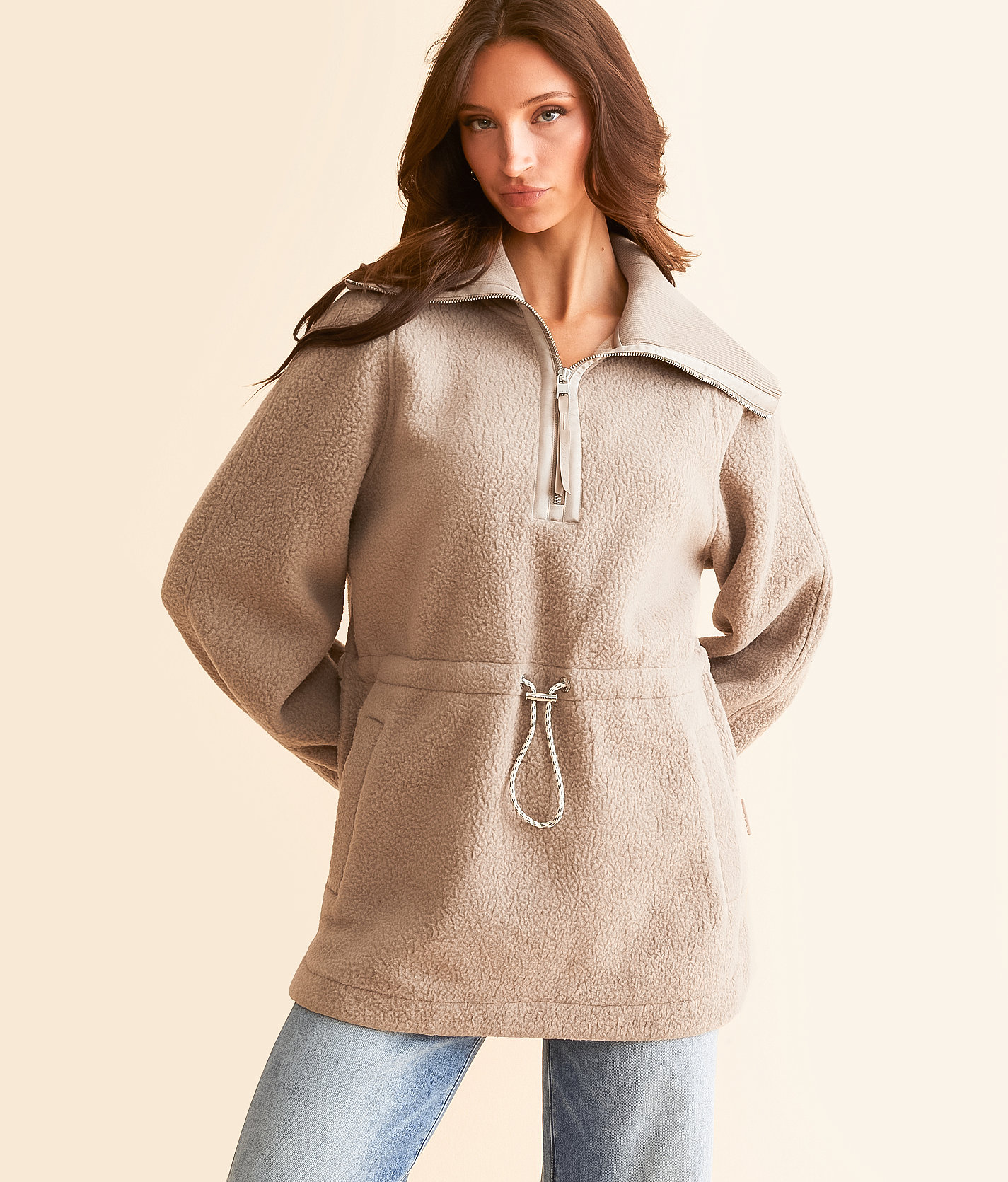 Varley Parnel Half Zip Fleece Pullover - Women's Sweatshirts in Fungi