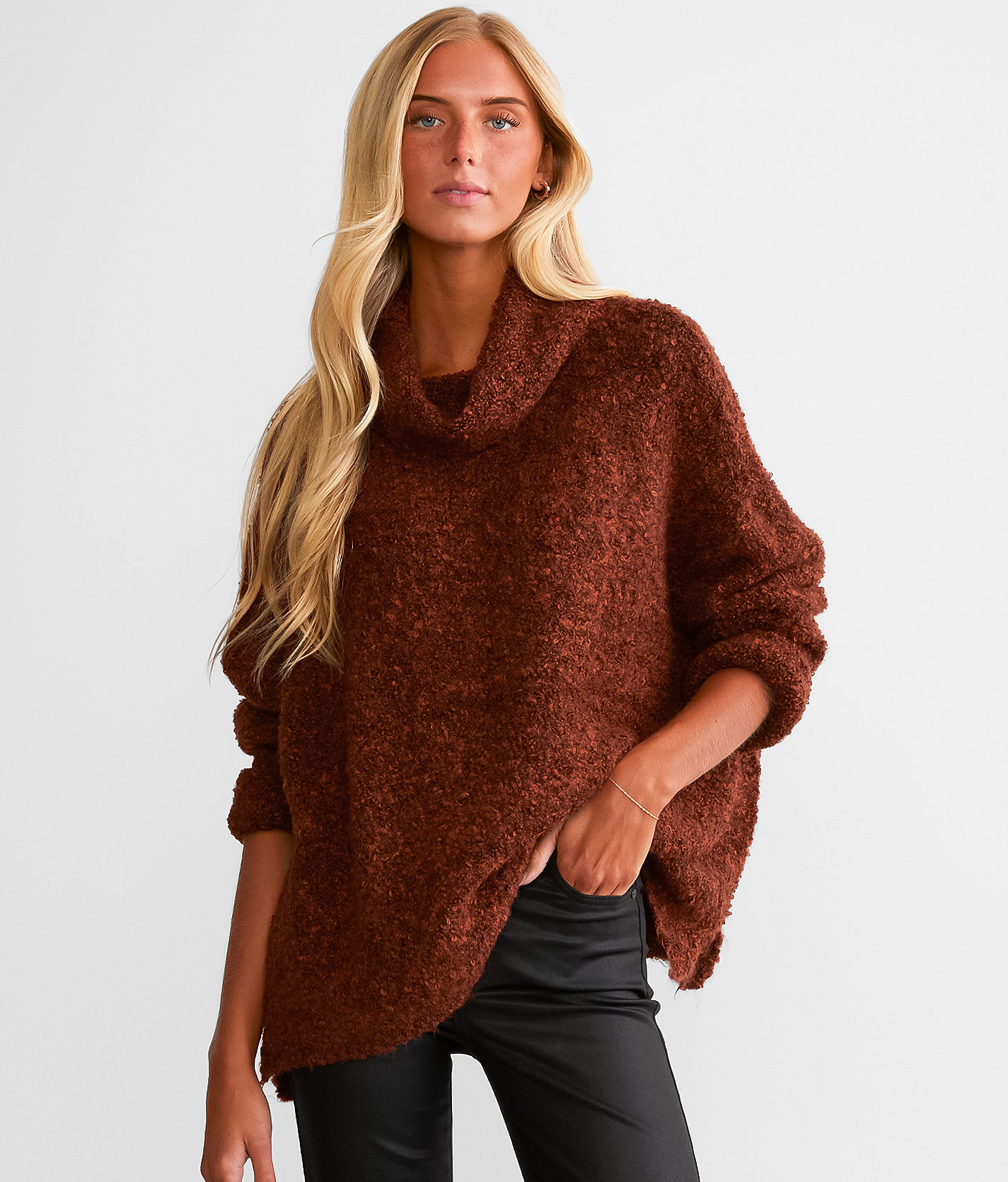 BKE Boucle Yarn Oversized Sweater - Women's Sweaters in Rooibos Tea