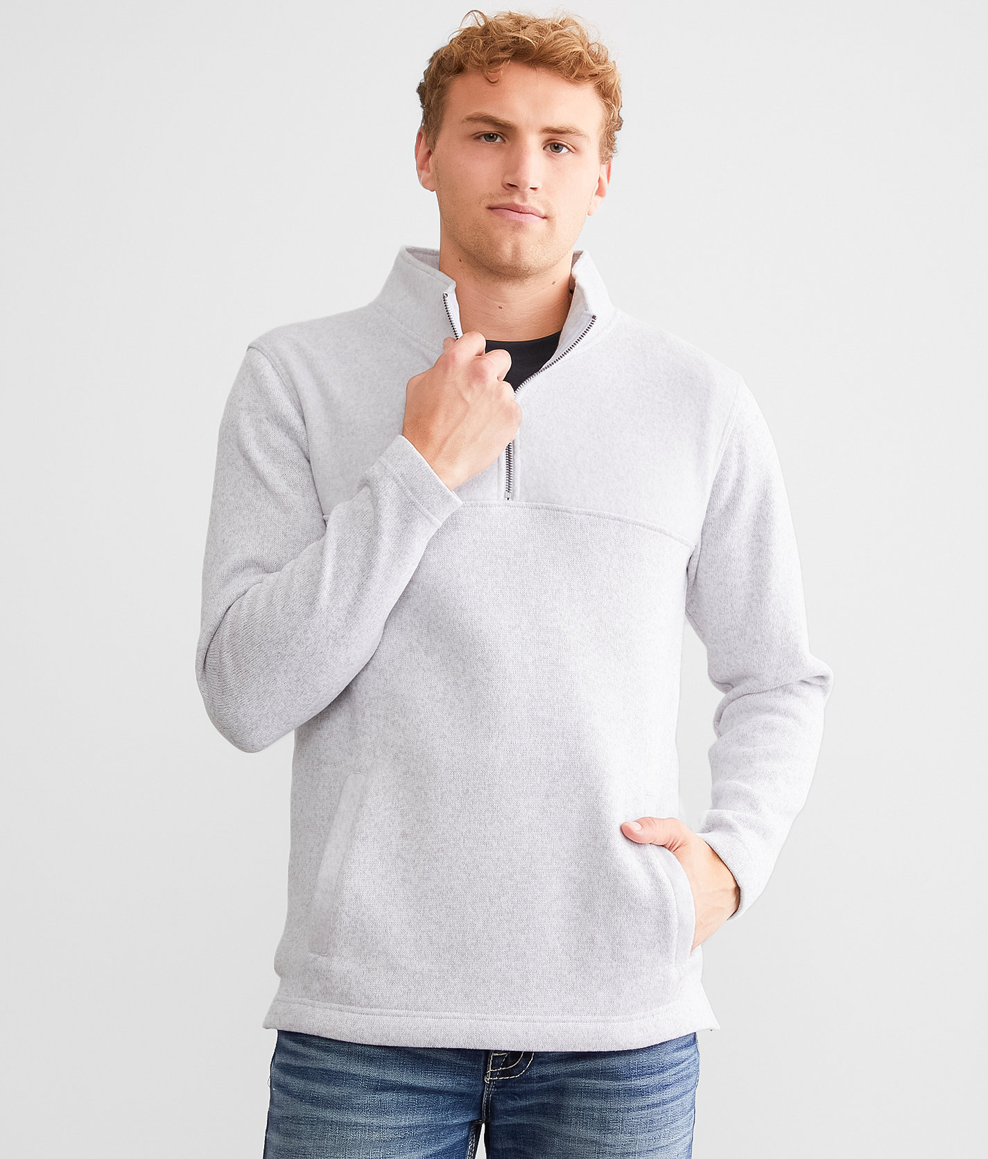 BKE Reverse Fleece Pullover - Men's Sweatshirts in White Light Grey