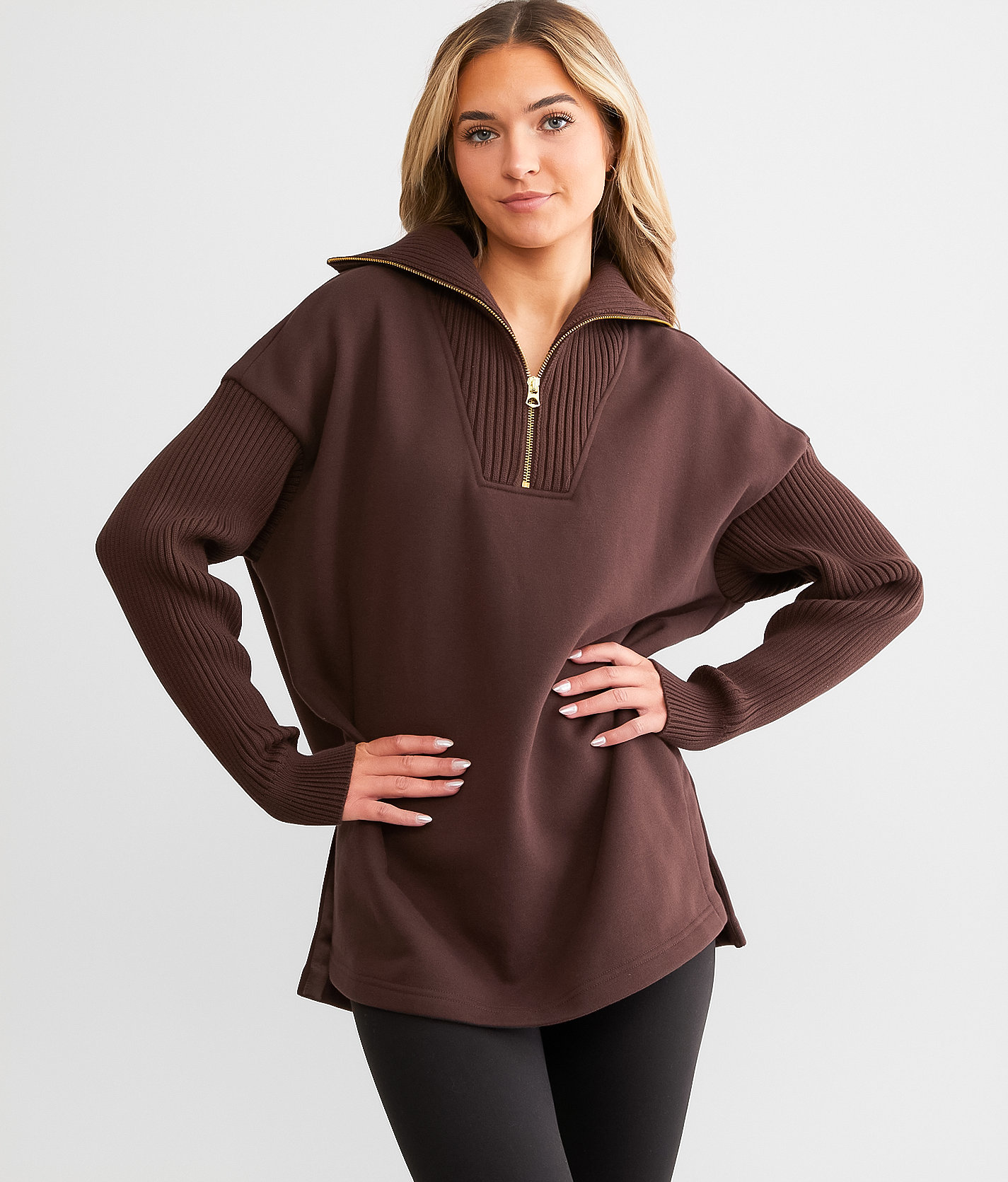 Varley Owens Oversized Sweat Pullover - Women's Sweatshirts in Coffee Bean