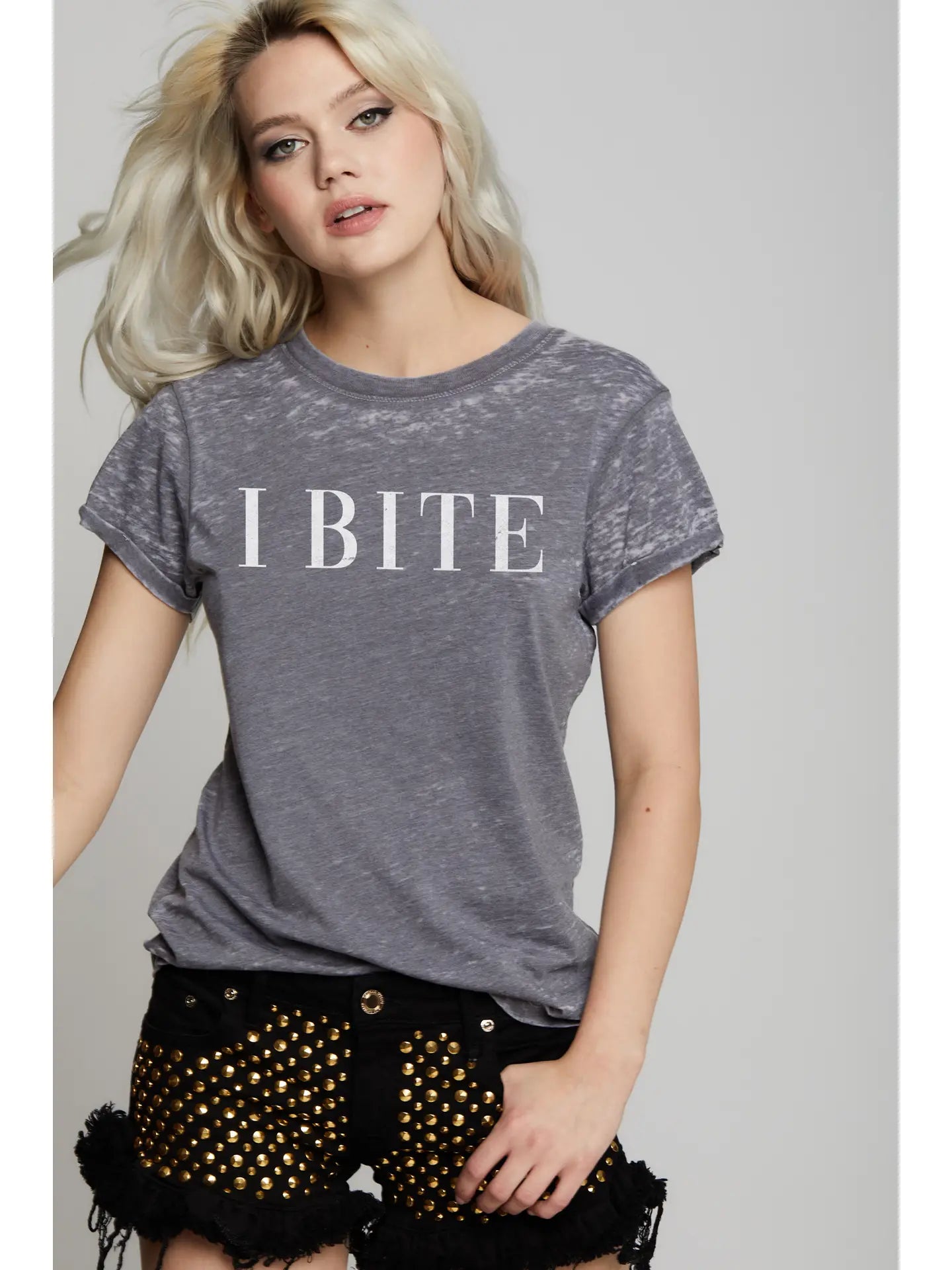 I BITE Burnout Tee-Grey