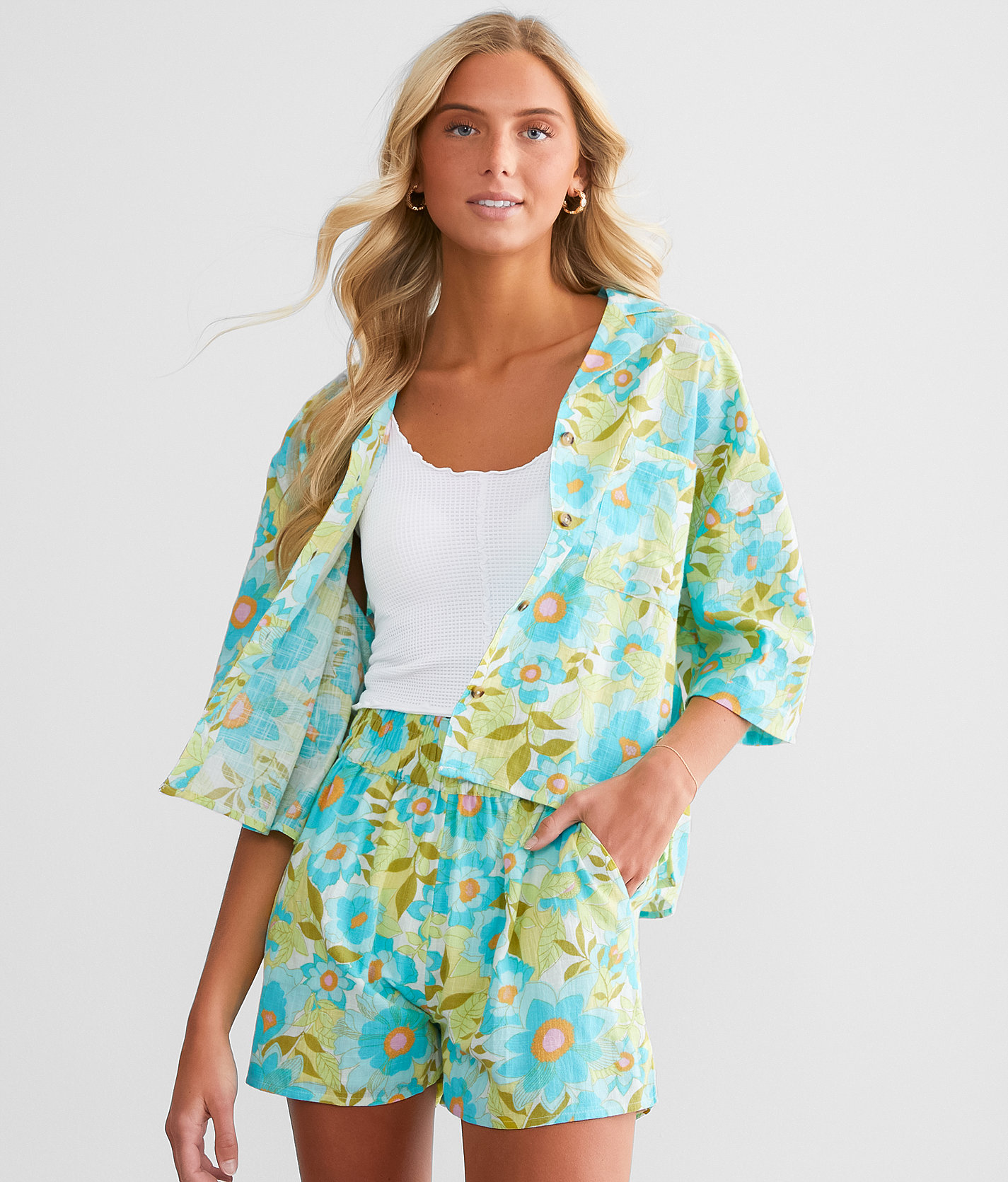 Billabong All Good Camp Shirt - Women's Shirts & Blouses in Ocean Eyes