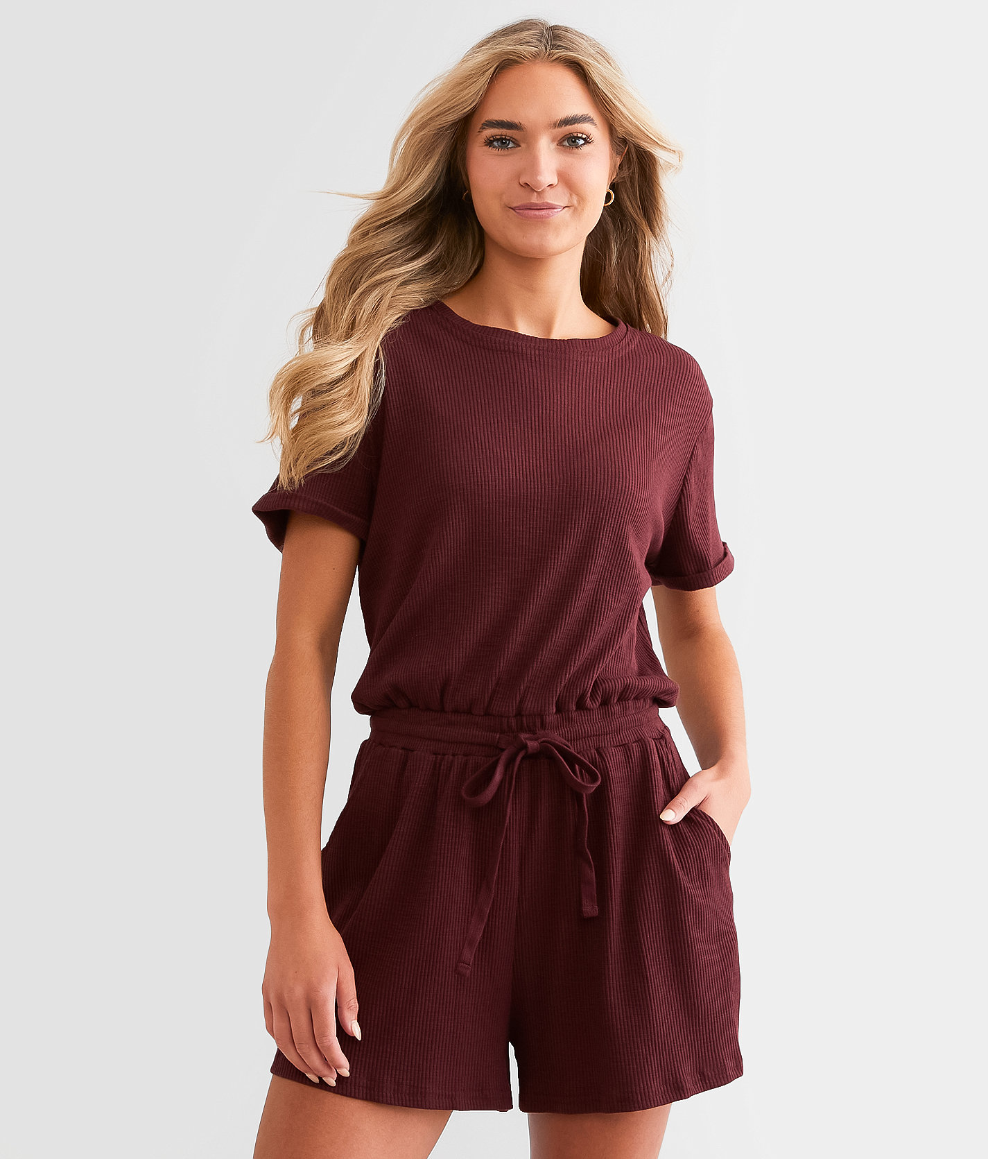 BKE Ribbed Knit Romper - Women's Rompers & Jumpsuits in Decadent Chocolate