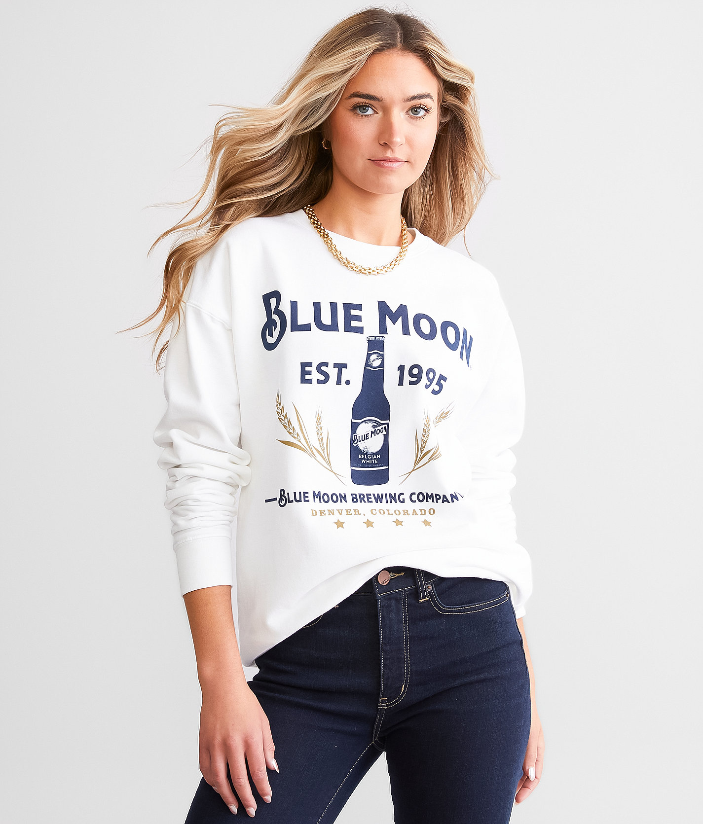 Blue Moon® 1995 Oversized Pullover - Women's Sweatshirts in White